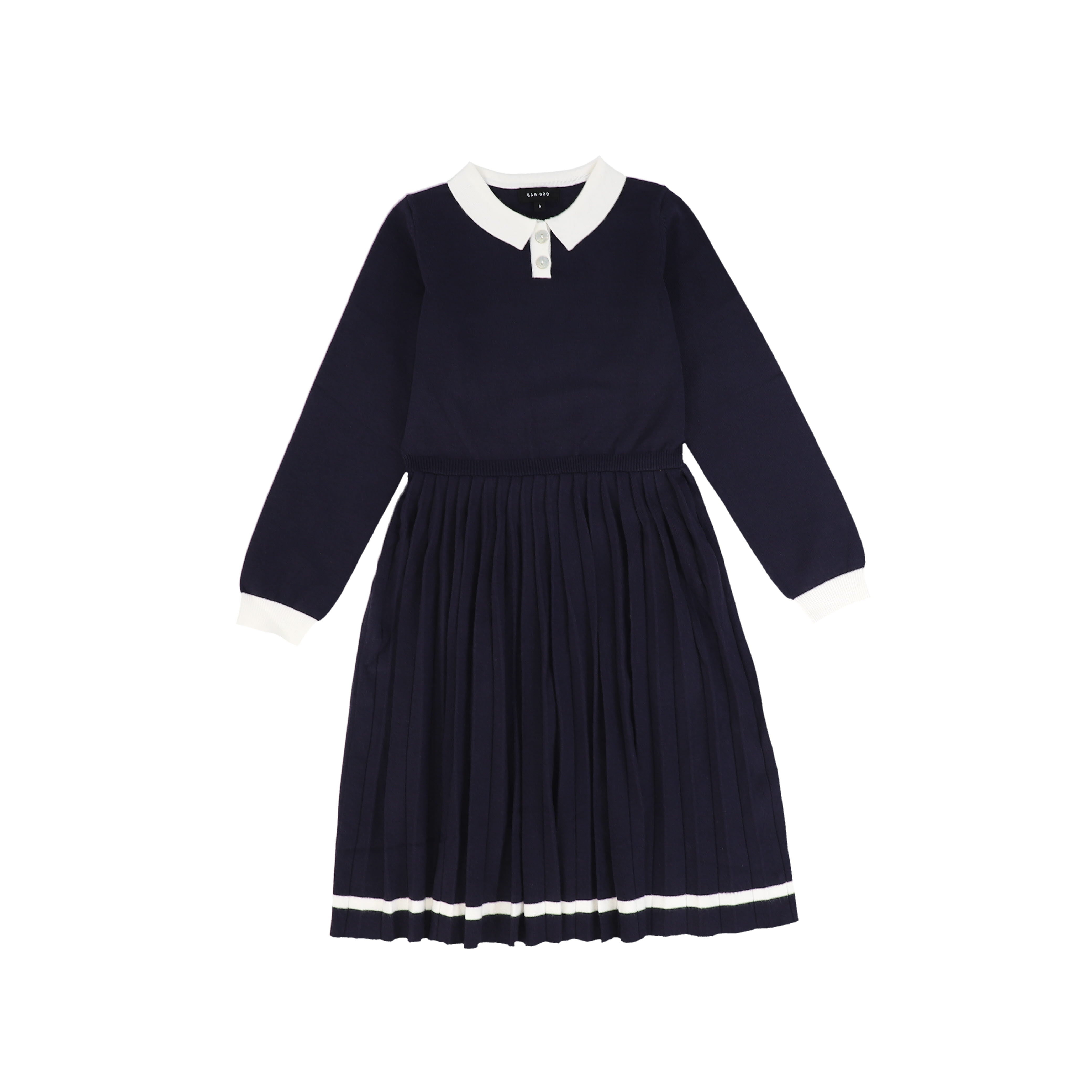 Band Collar Trimmed Dress