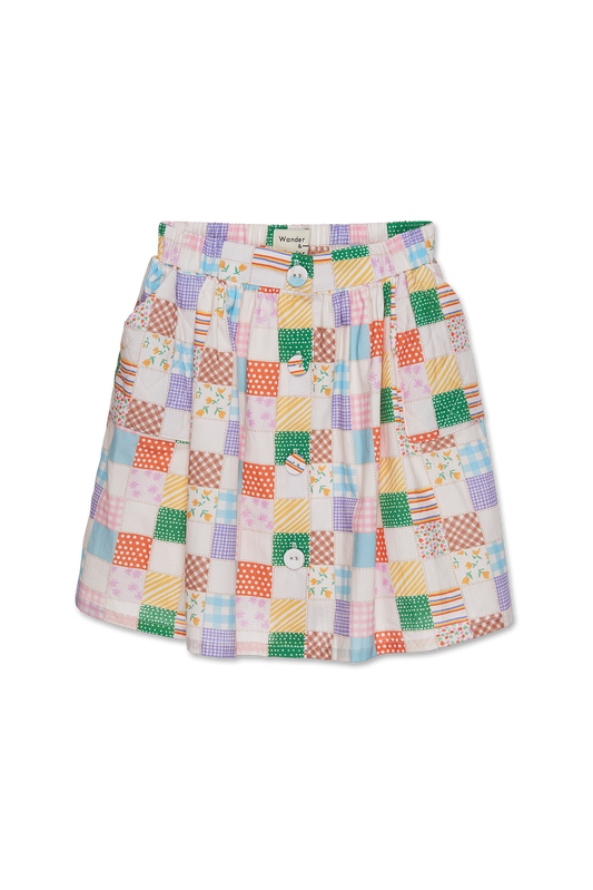 WANDER & WONDER MULTI COLOR QUILTED BUTTON SKIRT [FINAL SALE]