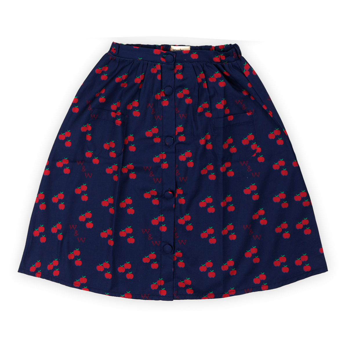 WANDER & WONDER NAVY APPLE PRINT SKIRT