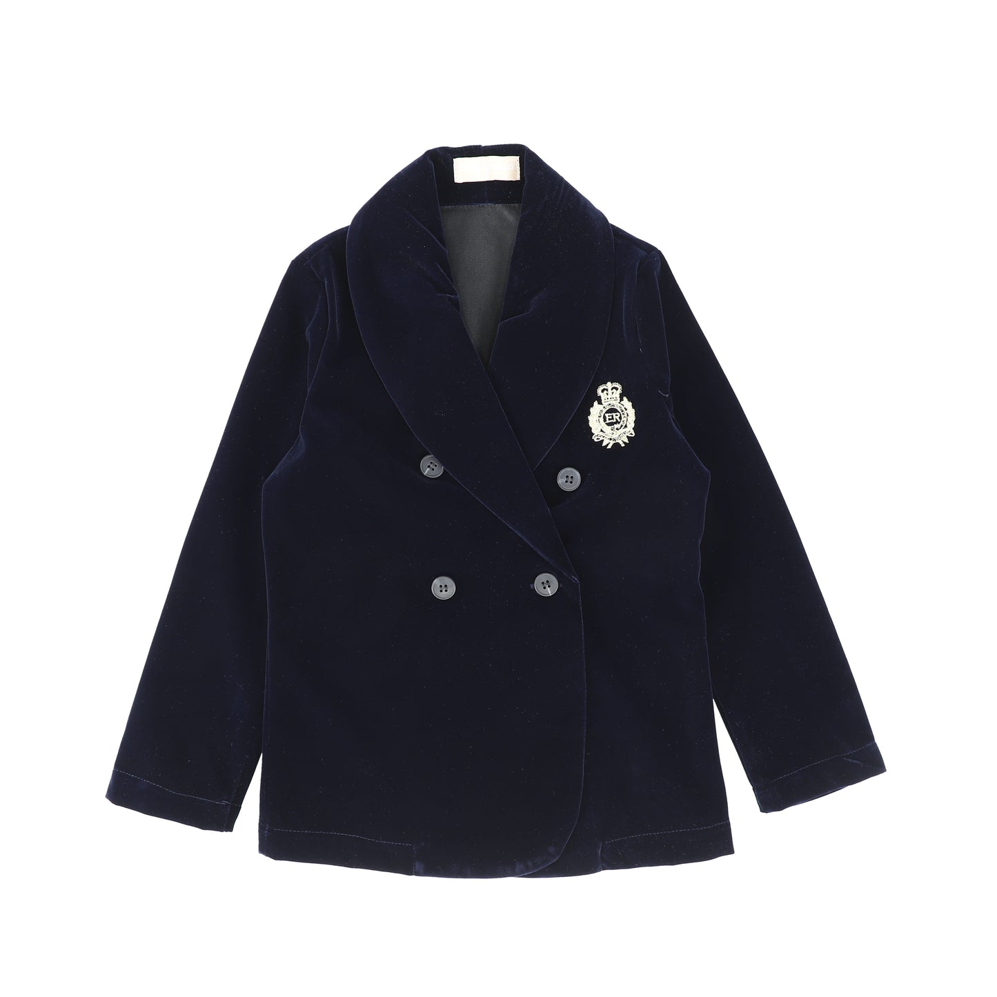 ONE CHILD NAVY VELVET EMBLEM BLAZER