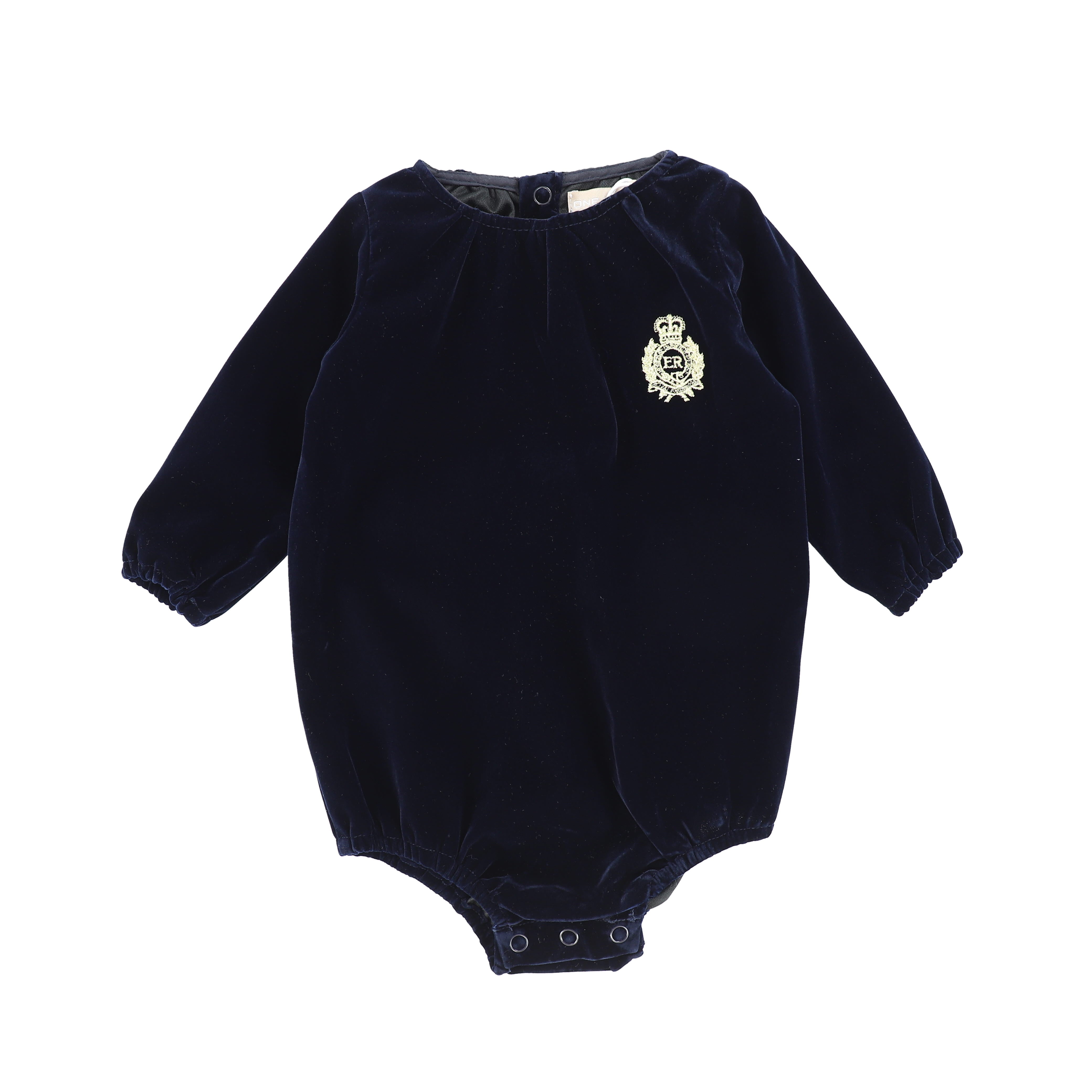 ONE CHILD NAVY VELVET EMBLEM ROMPER – Luibelle