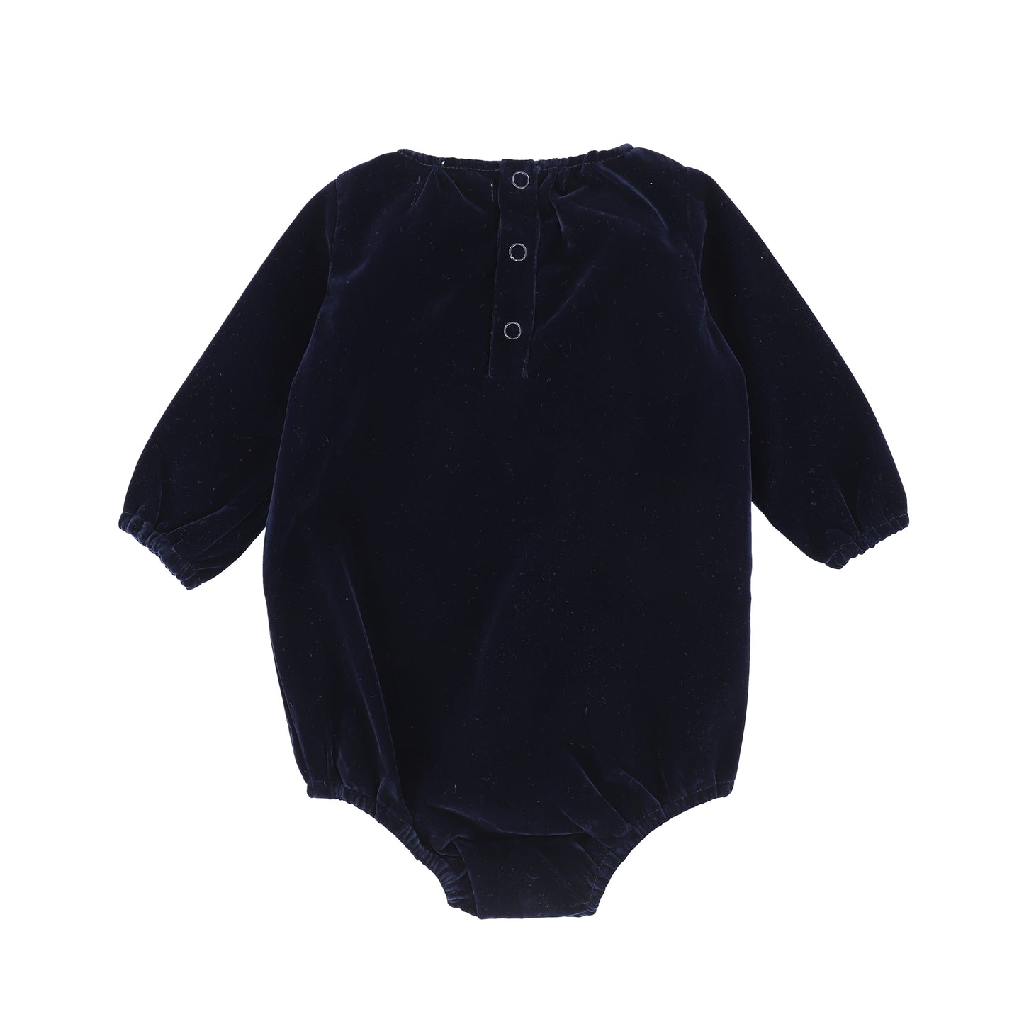 ONE CHILD NAVY VELVET EMBLEM ROMPER