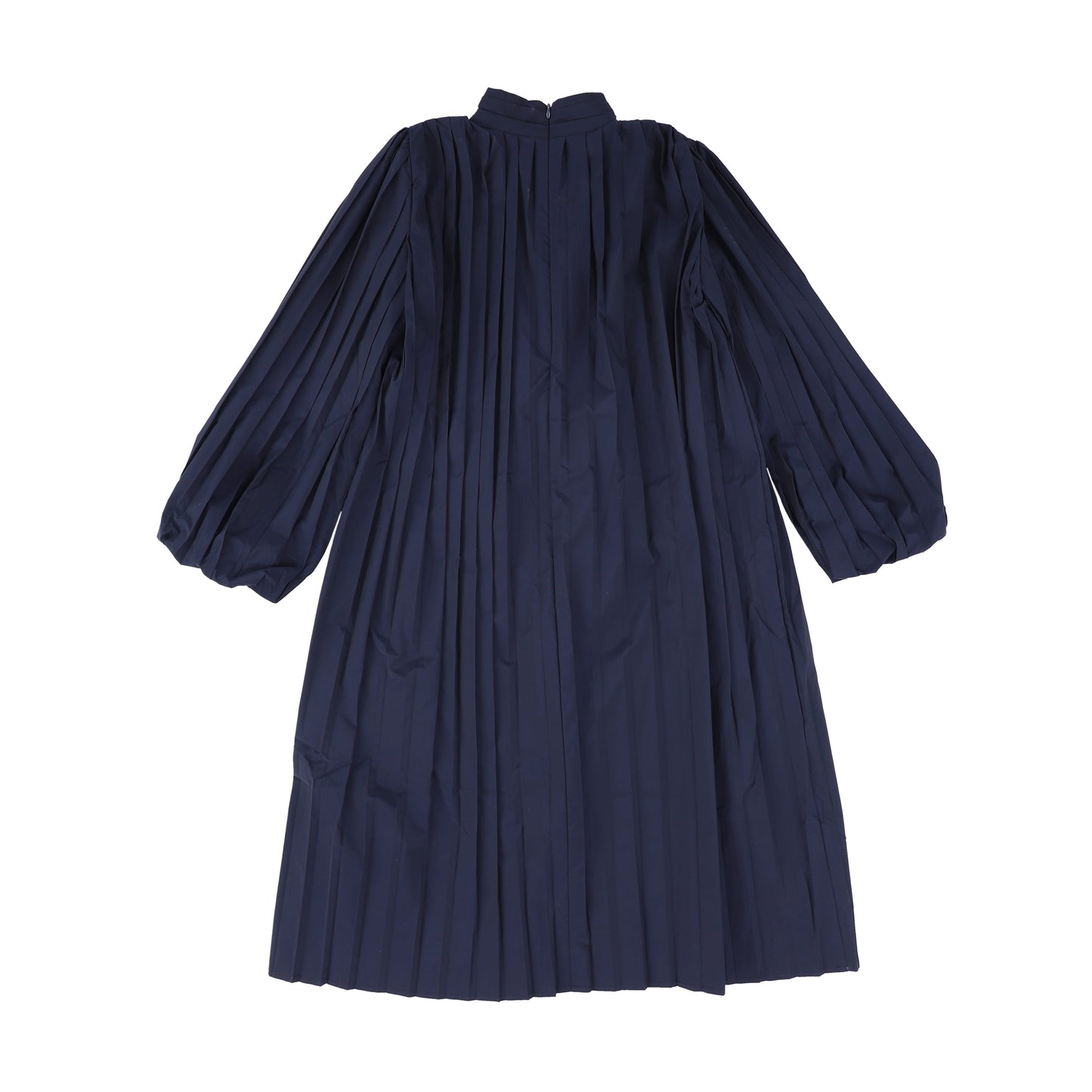 MINIMAL NAVY PLEATED HIGH NECK DRESS