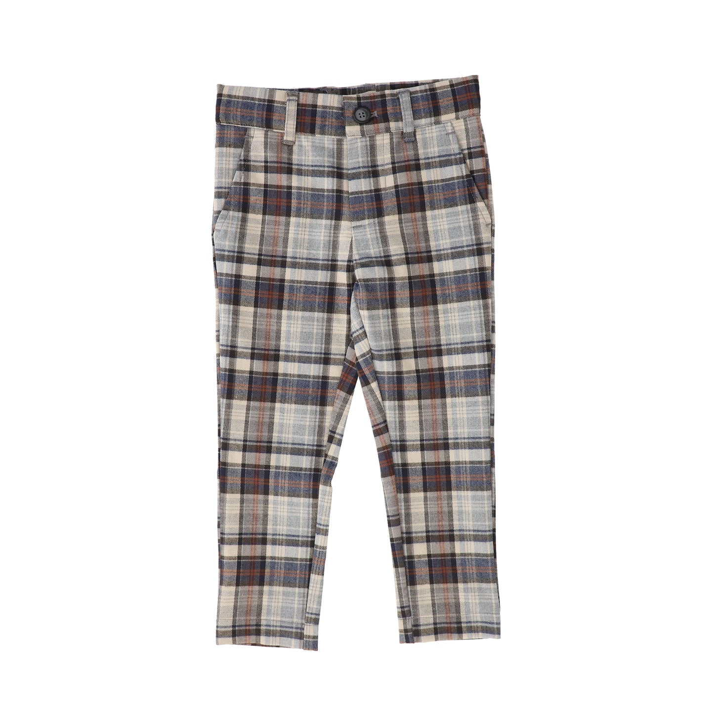 ONE CHILD NAVY GREY PLAID PANTS