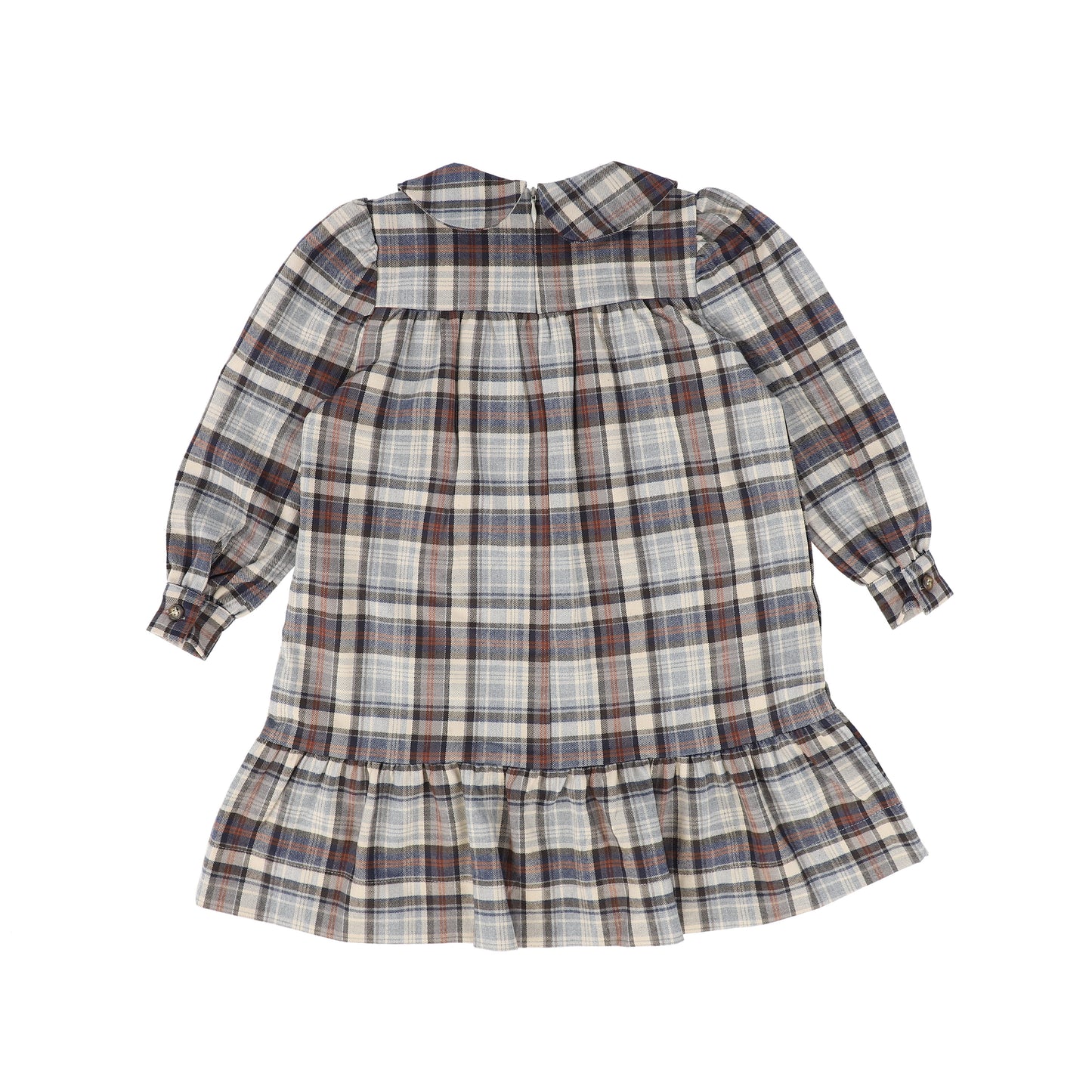 ONE CHILD NAVY GREY PLAID PETER PAN COLLAR DRESS