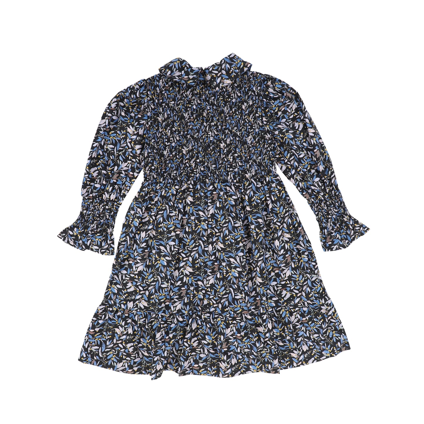 ONE CHILD NAVY FLORAL SMOCKED COLLAR DRESS