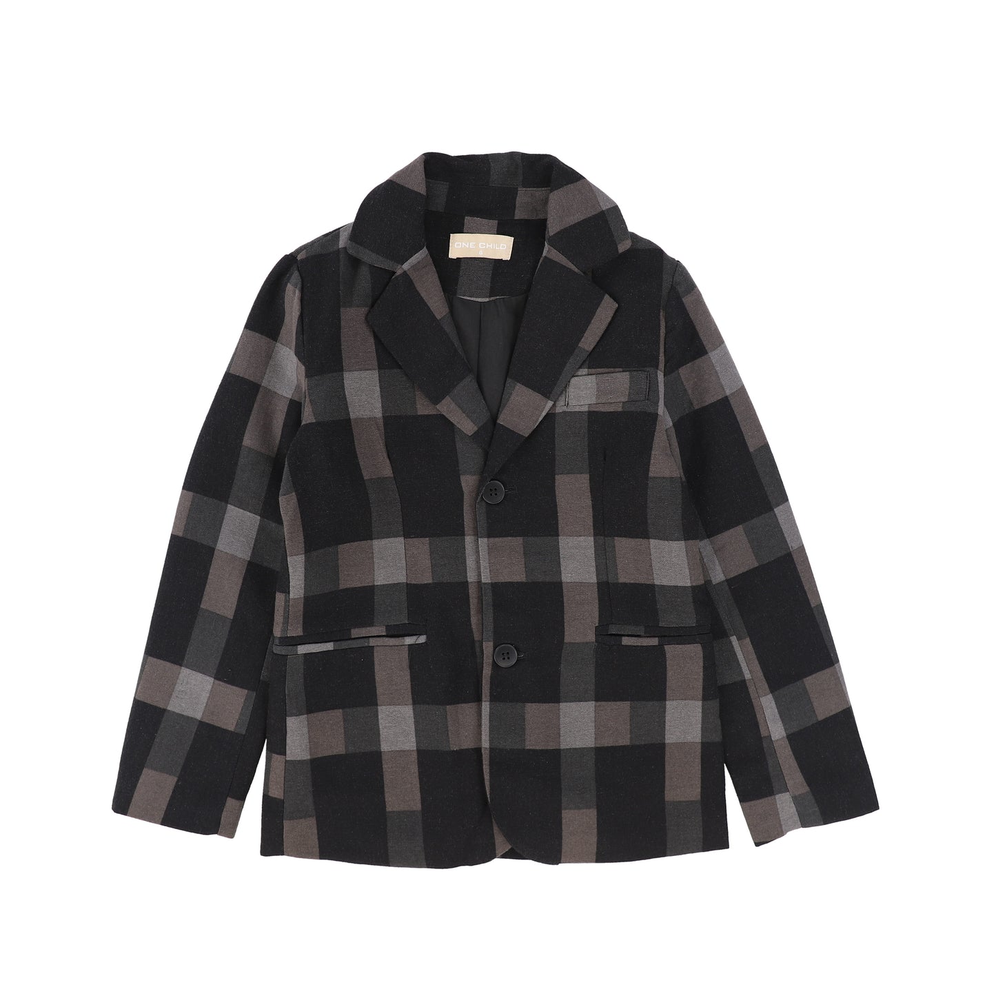 ONE CHILD BLACK GREY PLAID BLAZER