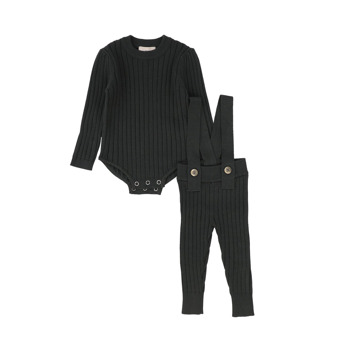 ONE CHILD HUNTER GREEN RIBBED KNIT SET