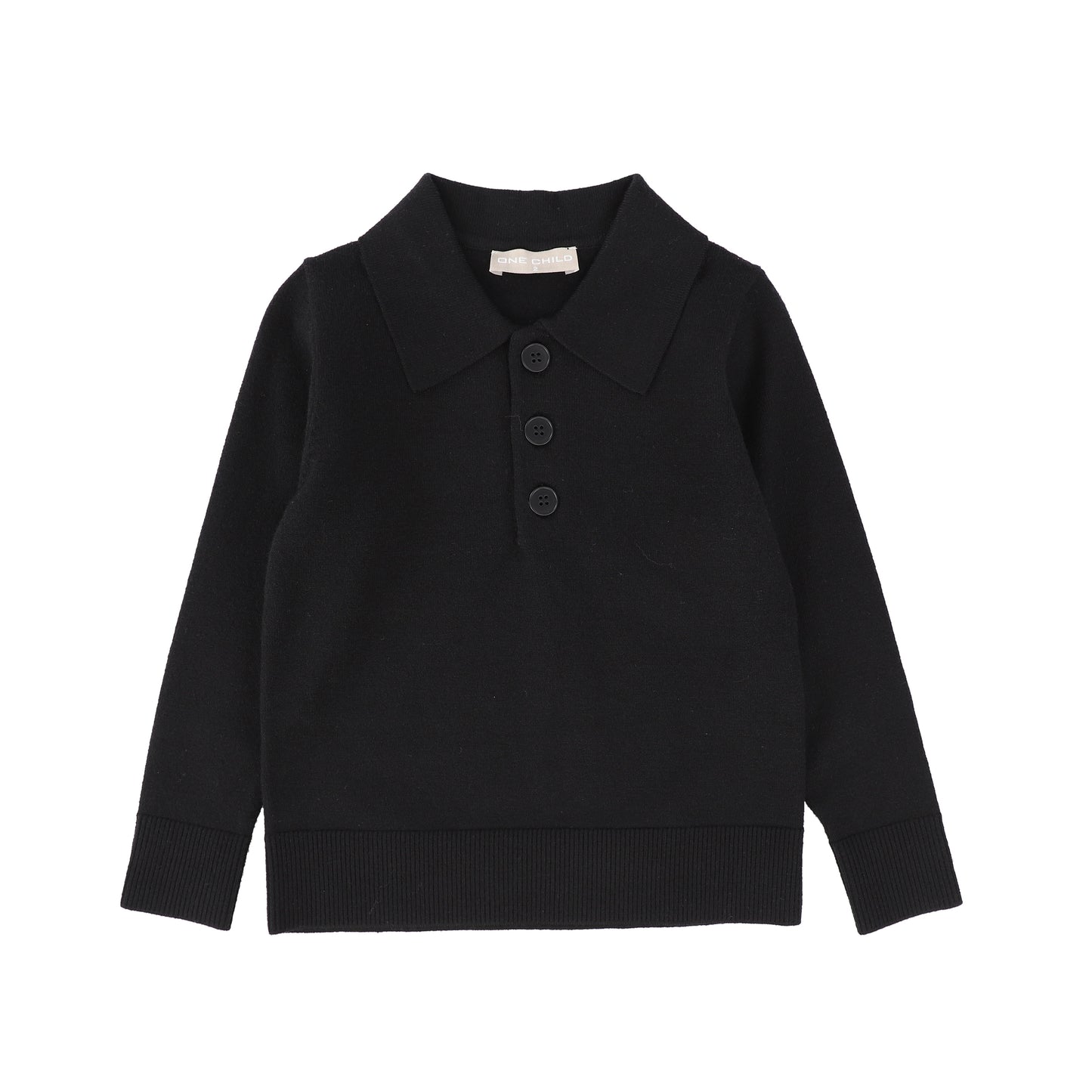 ONE CHILD BLACK KNIT COLLAR SHIRT