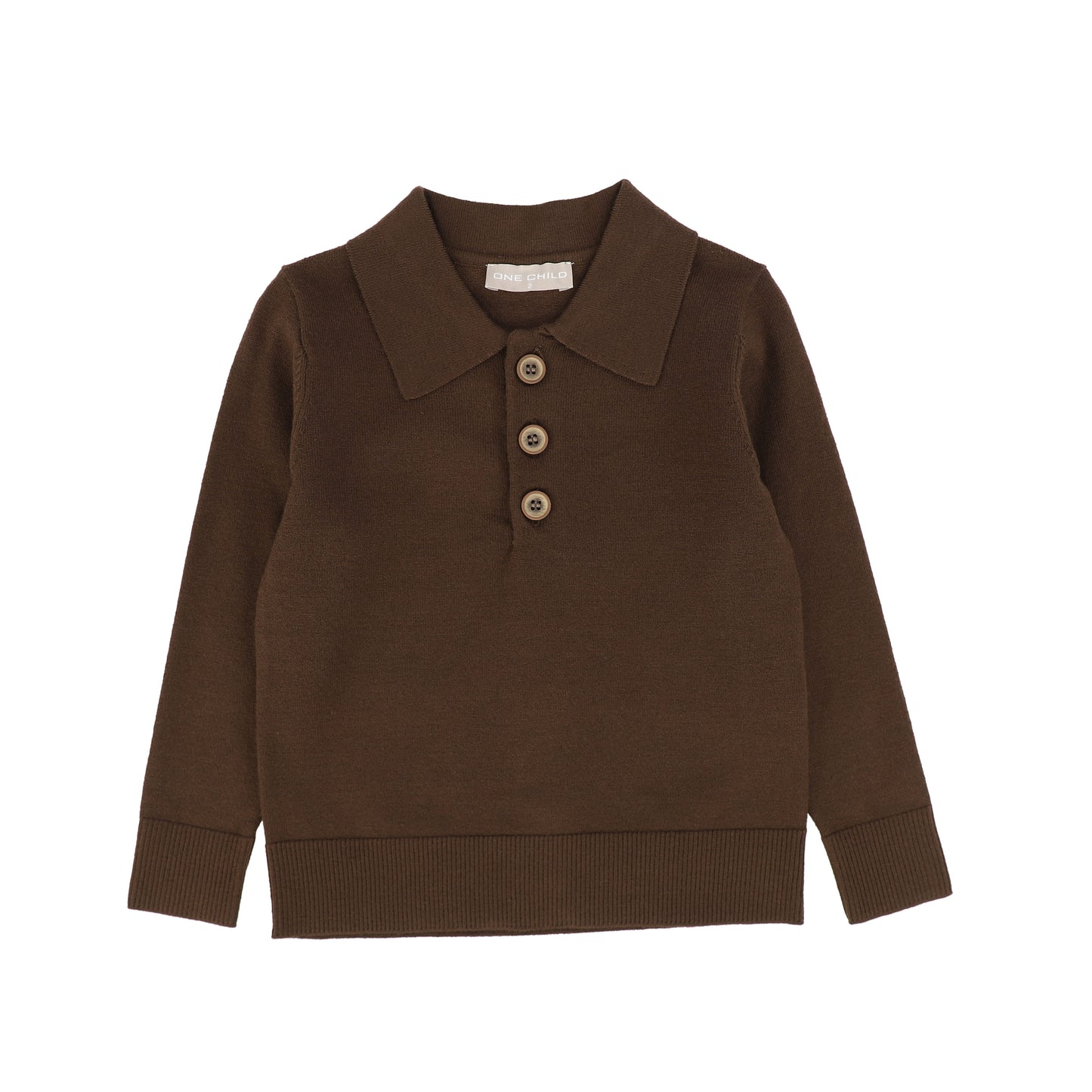 ONE CHILD BROWN KNIT COLLAR SHIRT