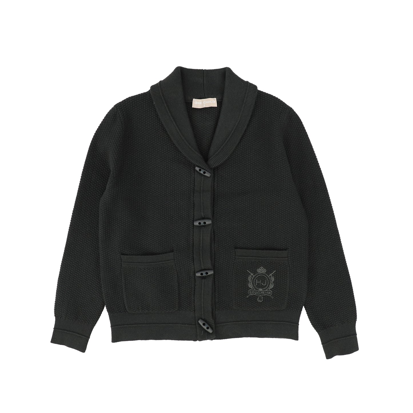 ONE CHILD HUNTER GREEN TEXTURED POCKET CARDIGAN