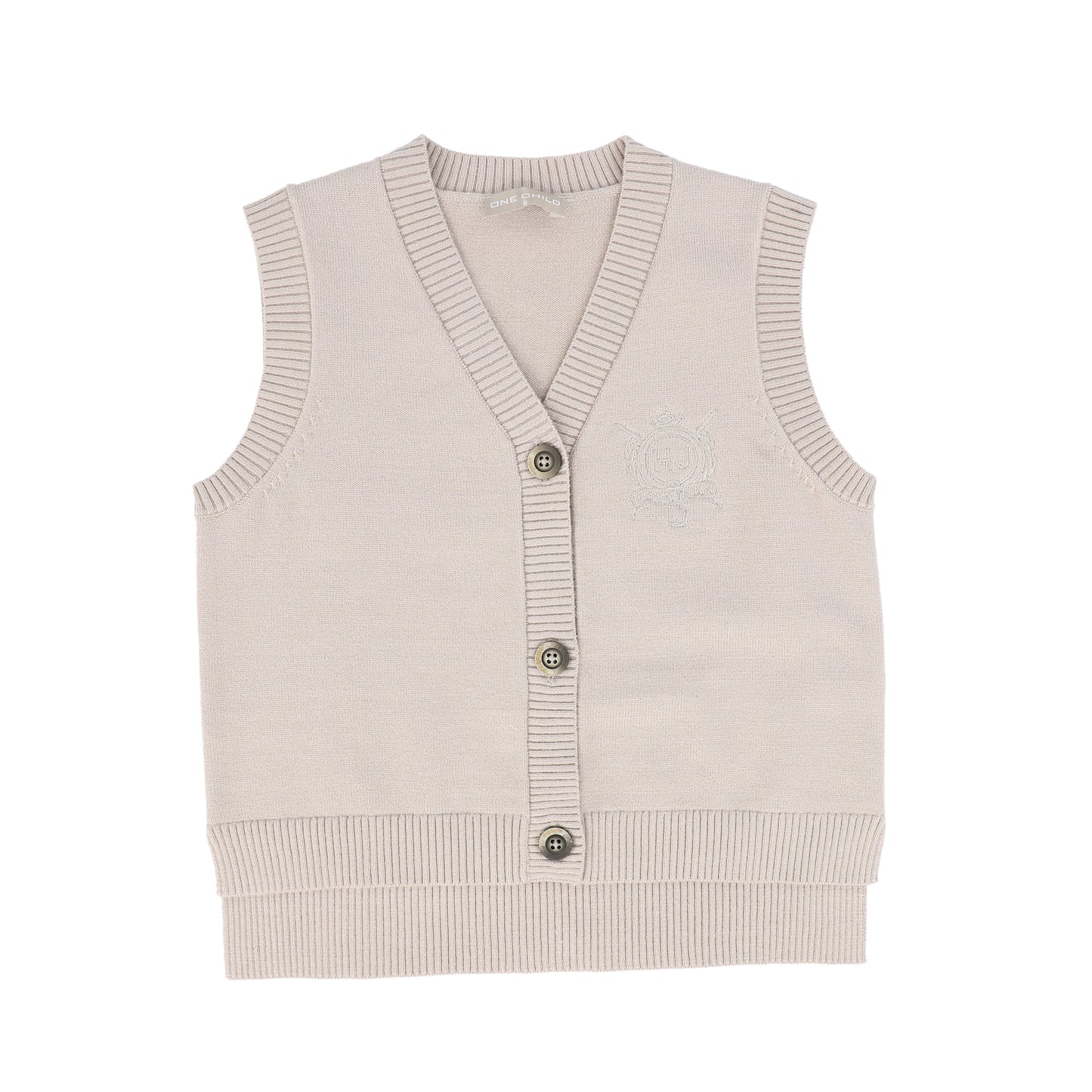 ONE CHILD OATMEAL KNIT EMBLEM VEST