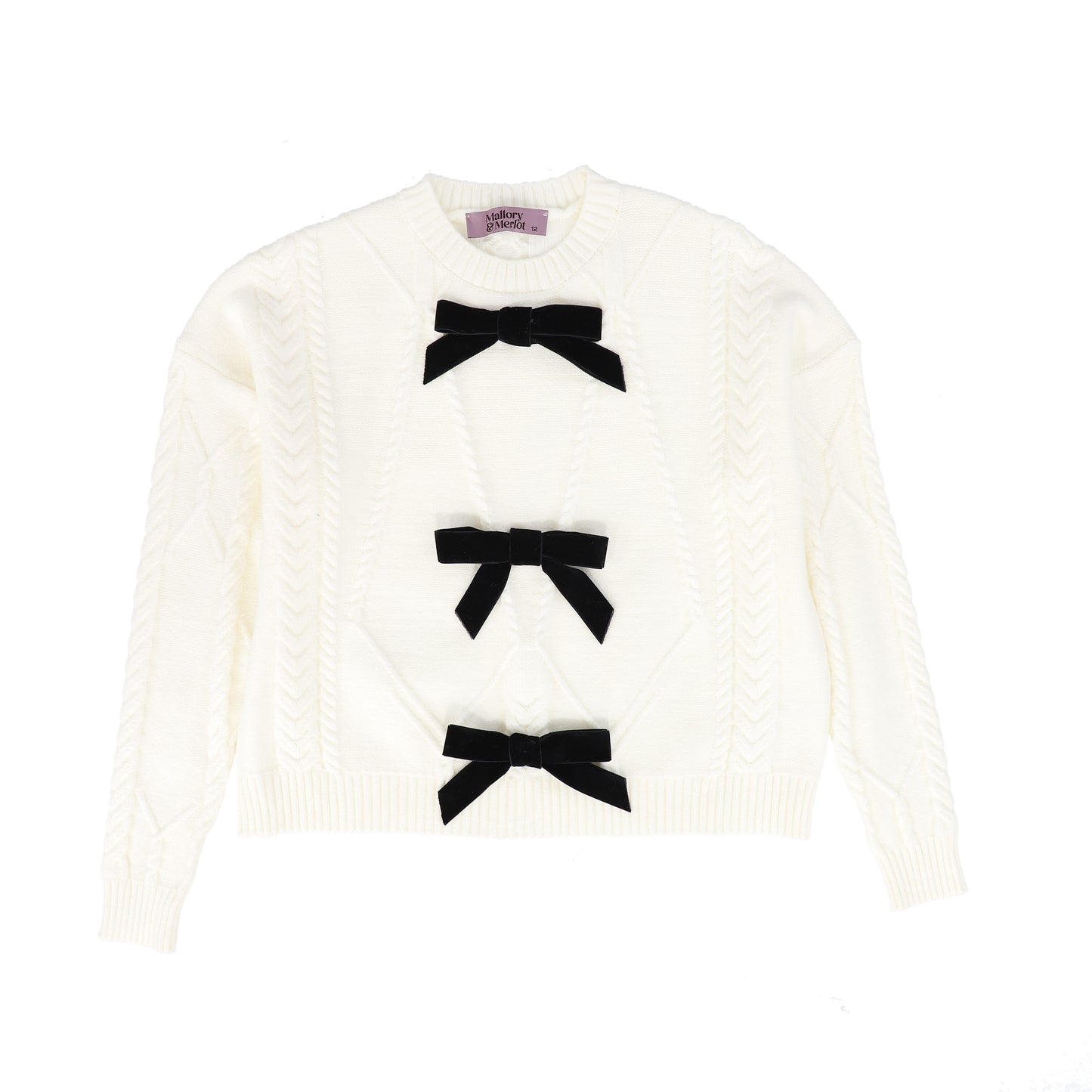 MALLORY AND MERLOT CREAM BOW SWEATER