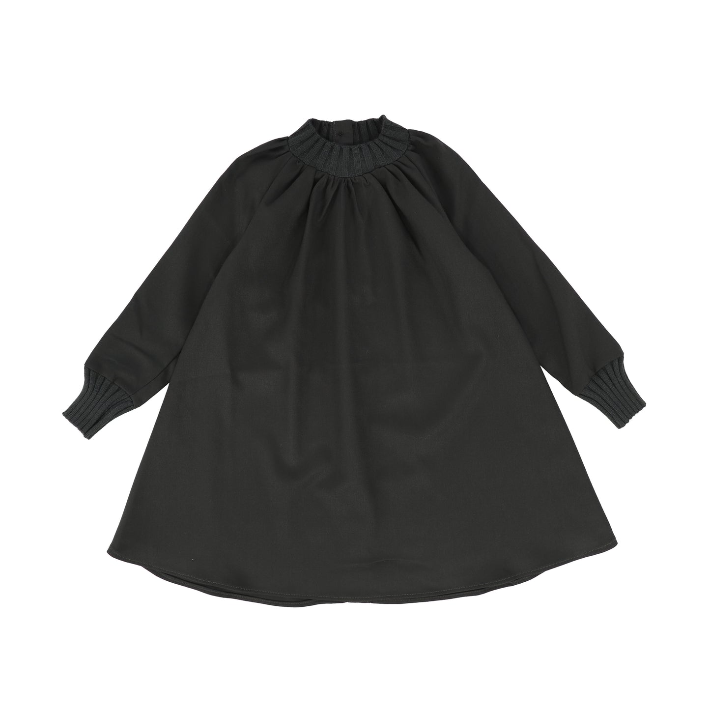 ONE CHILD HUNTER GREEN WOOL RIBBED KNIT COLLAR SWING DRESS