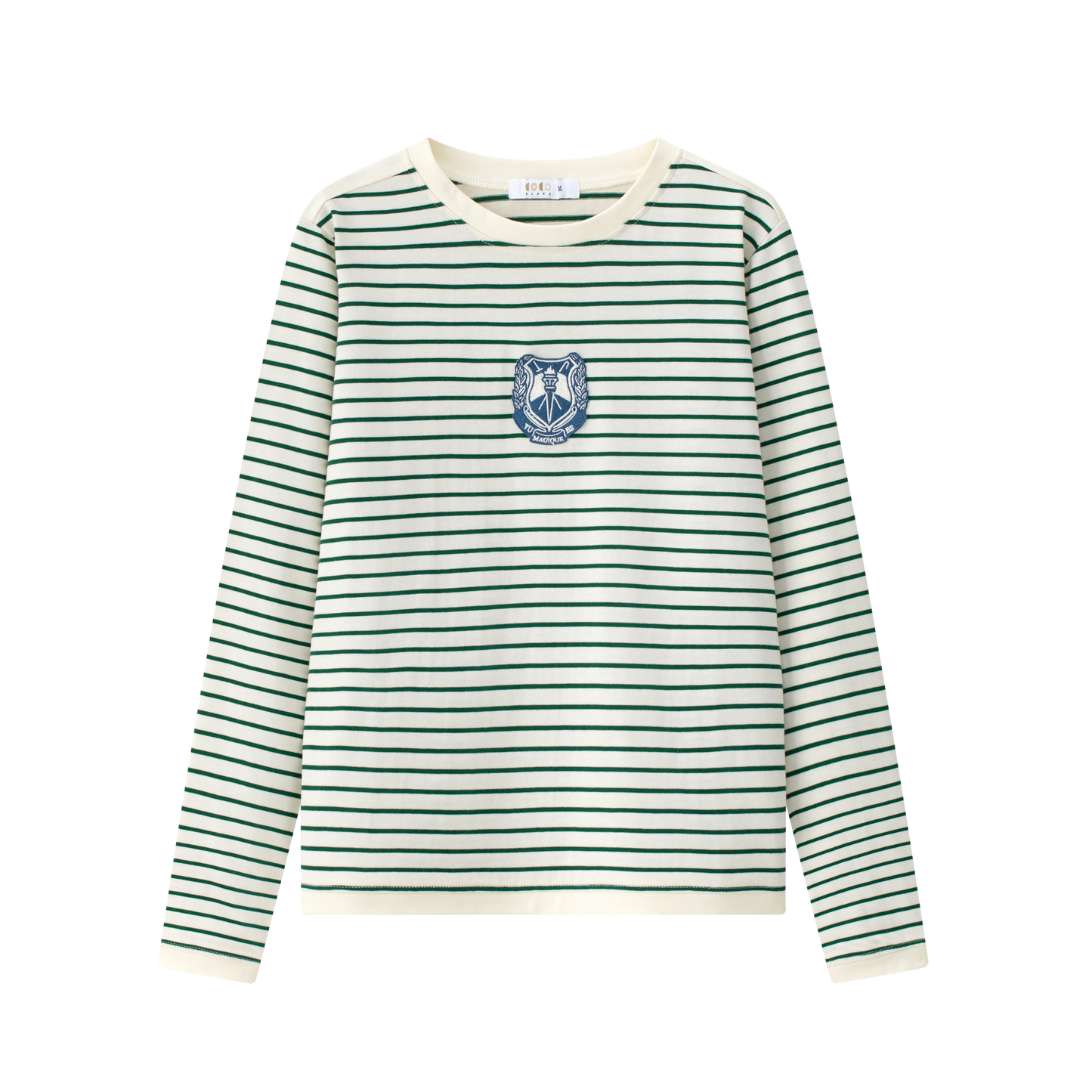 COCO BLANC GREEN STRIPE EMBLEM T-SHIRT