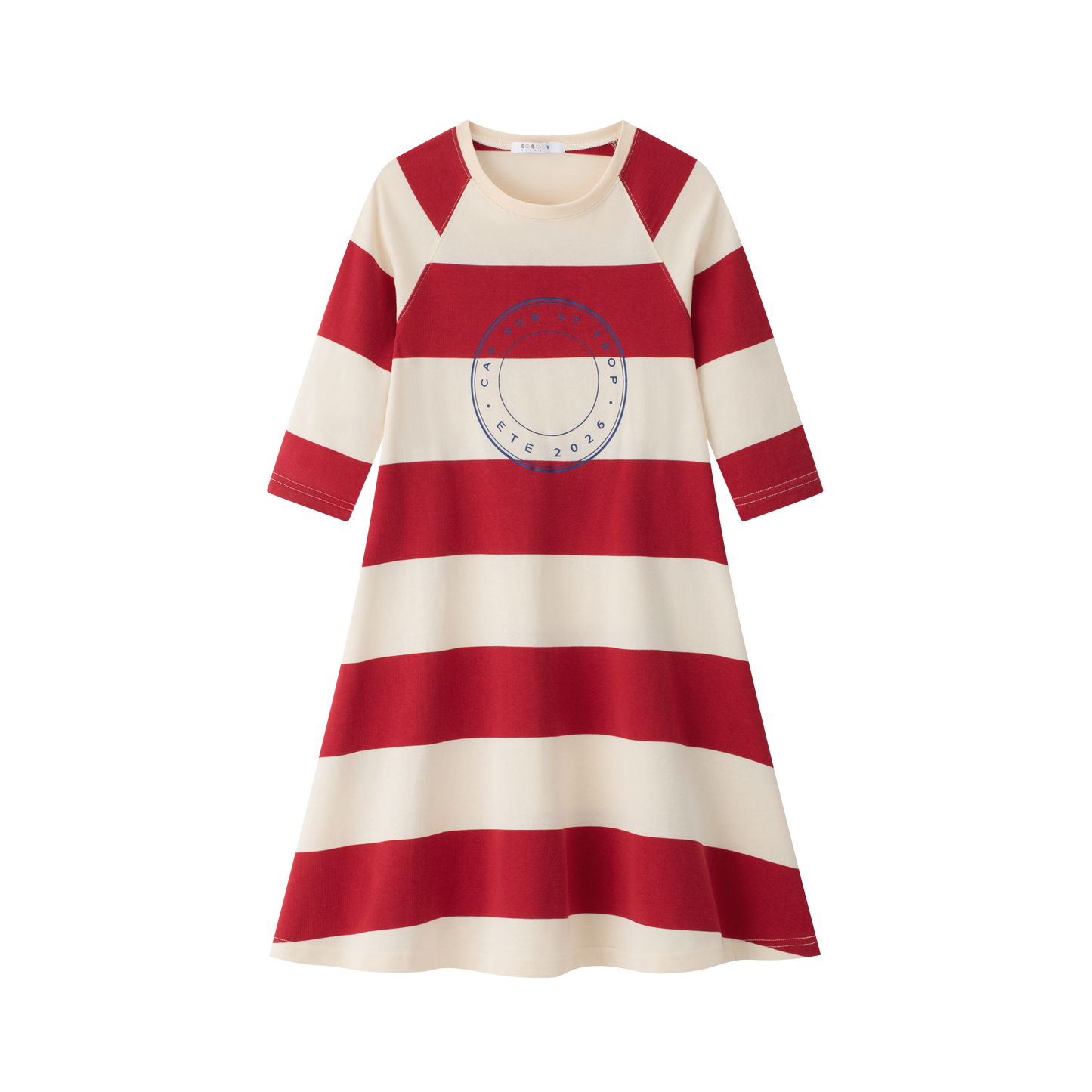 COCO BLANC RED WIDE STRIPE DRESS