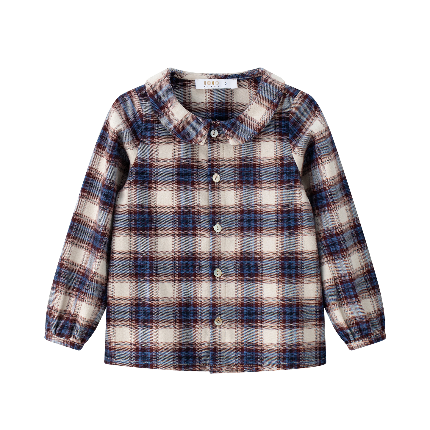COCO BLANC BURGUNDY/BLUE PLAID COLLAR SHIRT