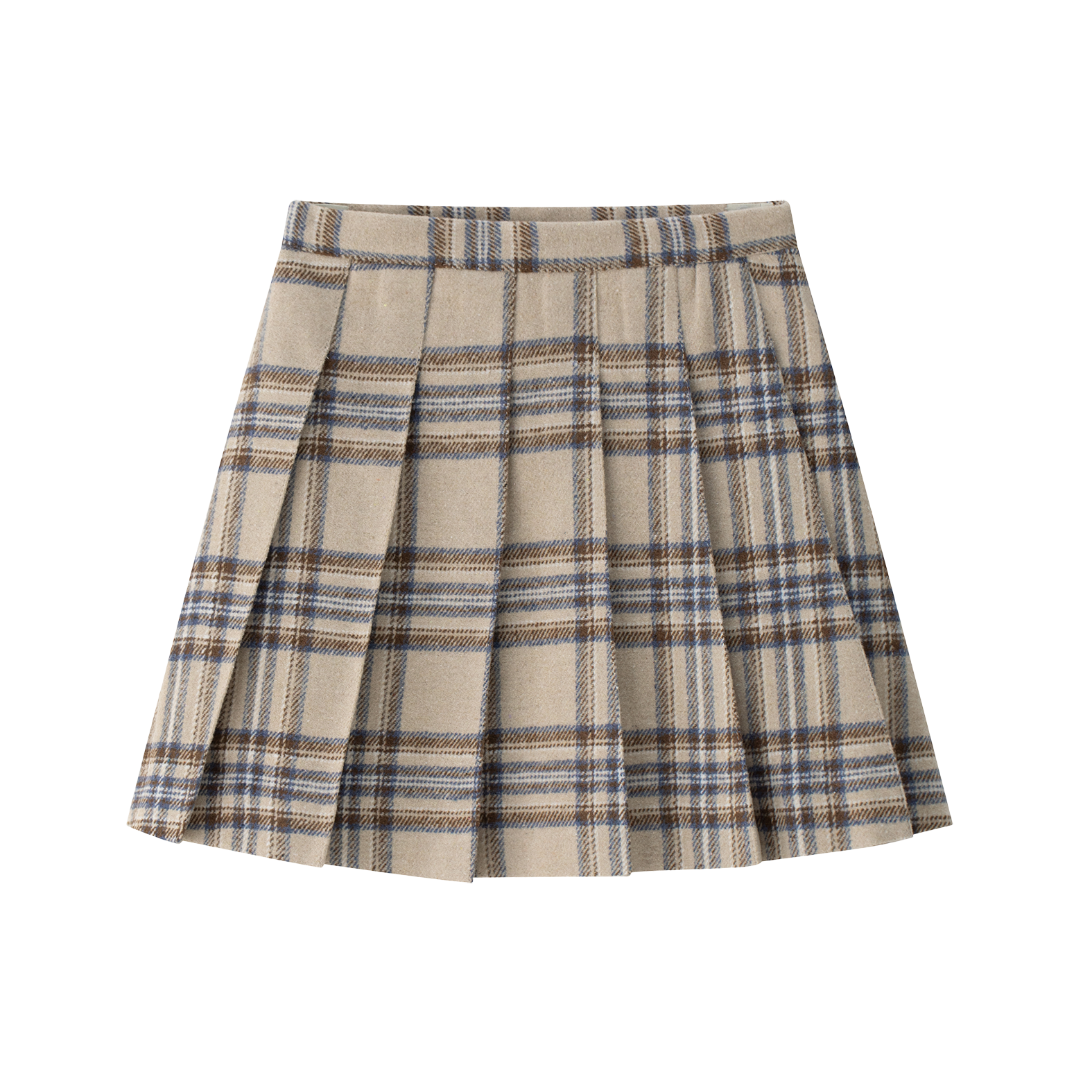 COCO BLANC CAMEL/NAVY PLAID PLEATED SKIRT – Luibelle