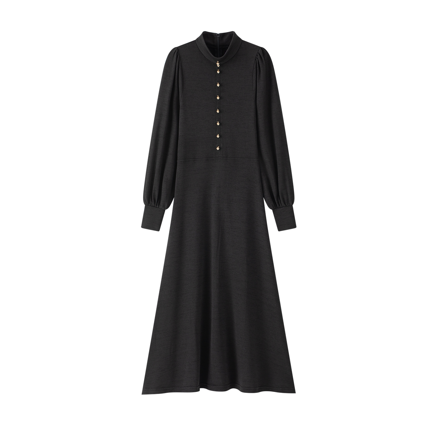 COCO BLANC BLACK GATHERED MOCKNECK MAXI DRESS