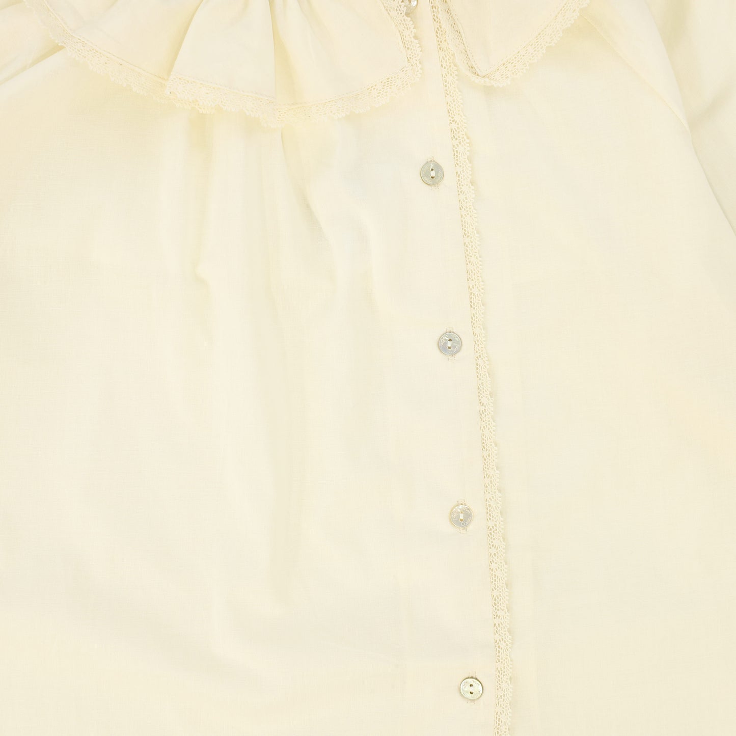 CERA UNA VOLTA CREAM RUFFLE COLLAR LACE TRIM TOP