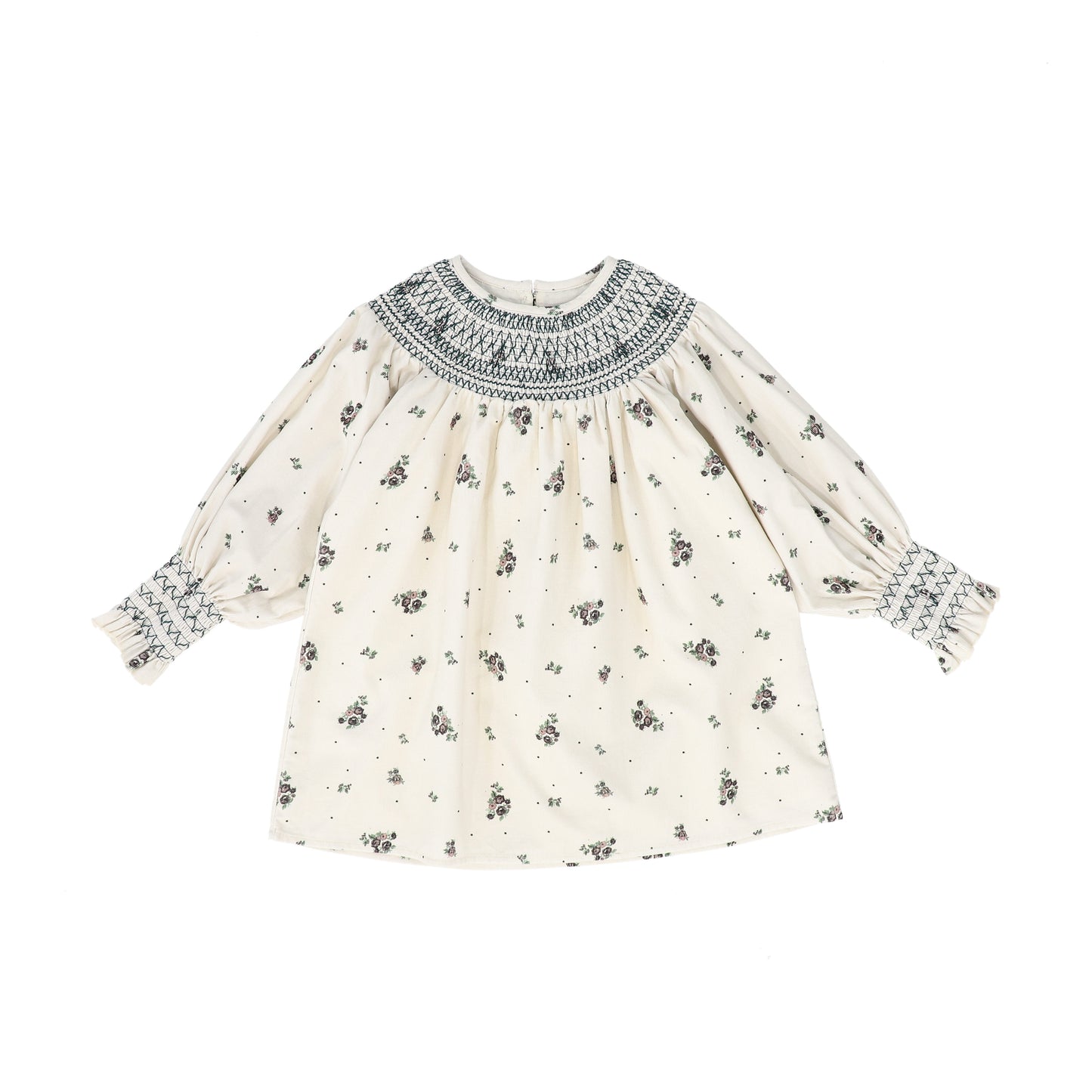 CERA UNA VOLTA CREAM FLOWER PRINT SMOCK DRESS