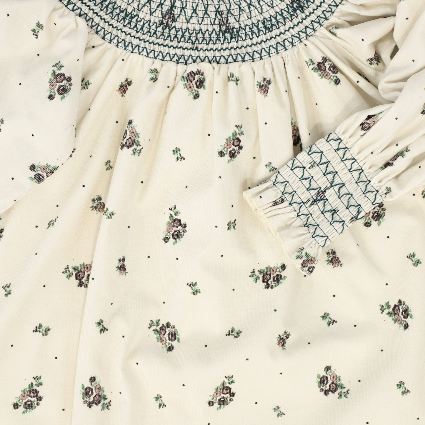 CERA UNA VOLTA CREAM FLOWER PRINT SMOCK DRESS