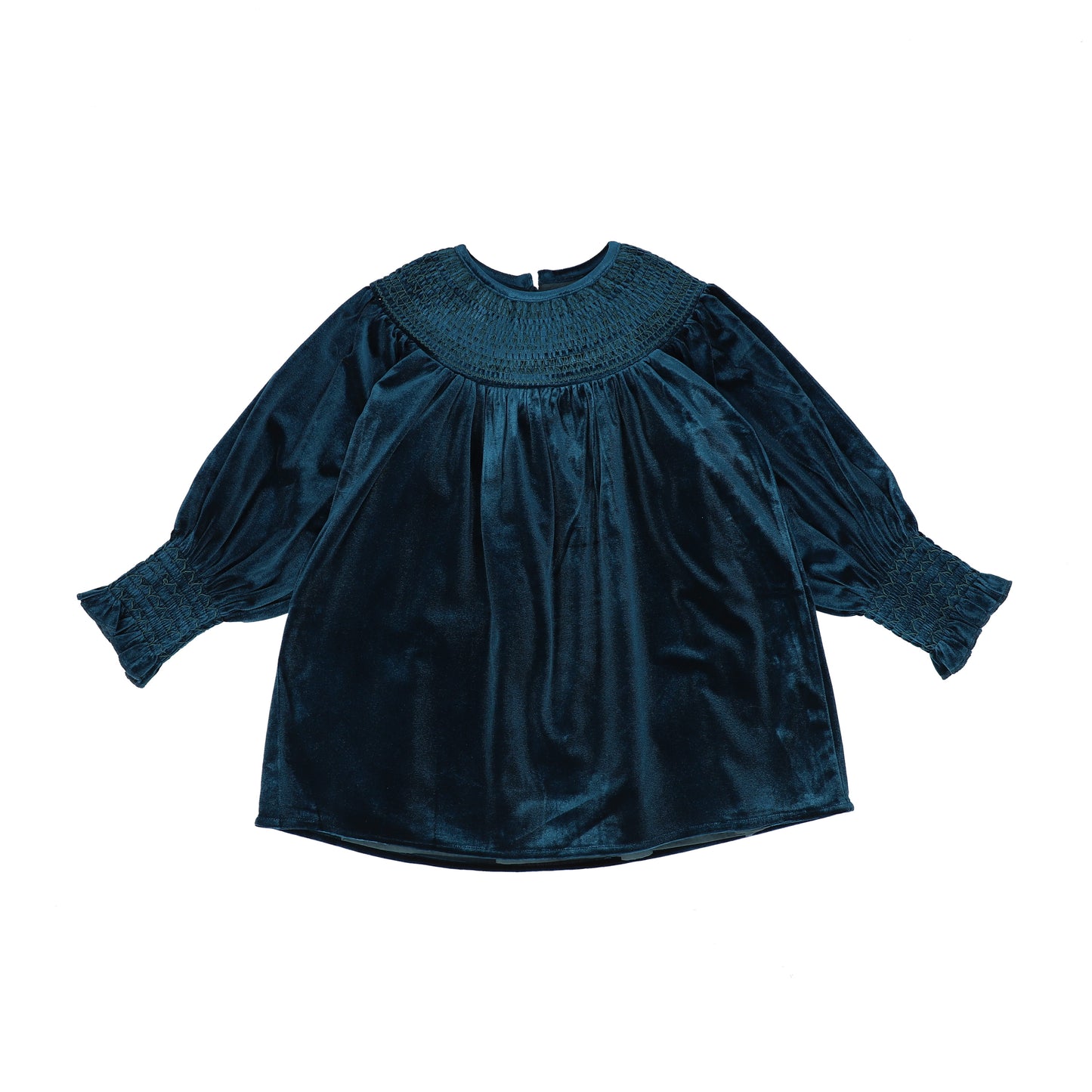 CERA UNA VOLTA BLUE VELVET SMOCK DRESS
