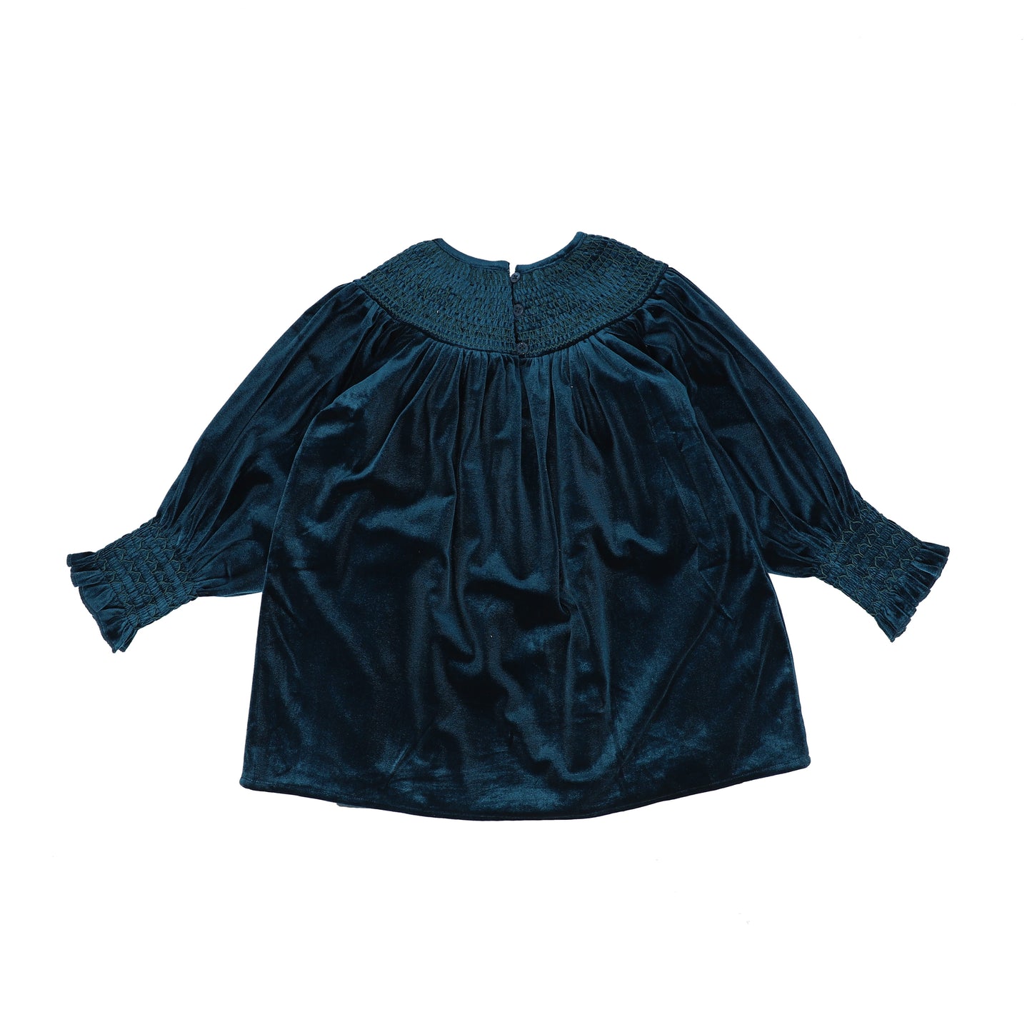 CERA UNA VOLTA BLUE VELVET SMOCK DRESS