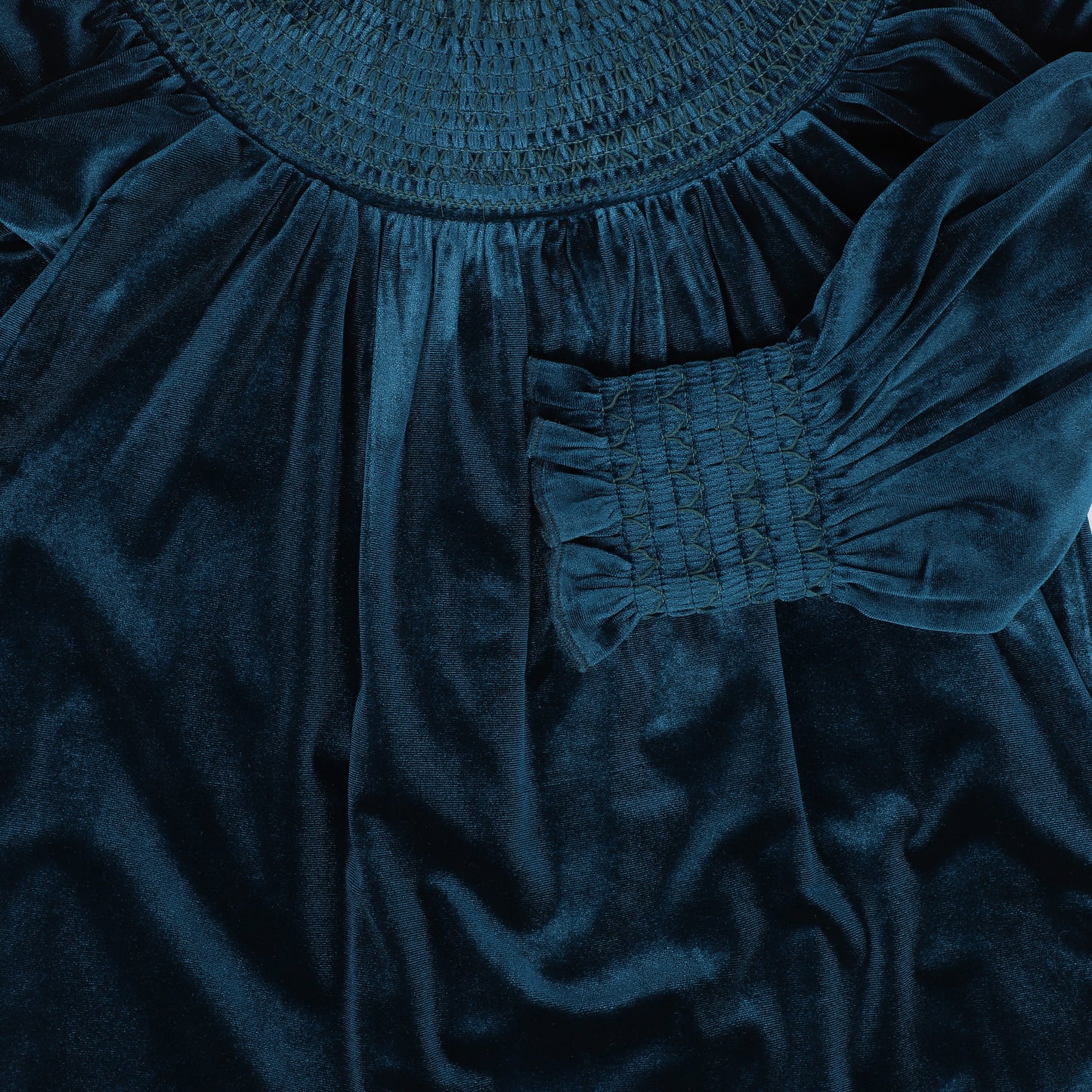 CERA UNA VOLTA BLUE VELVET SMOCK DRESS