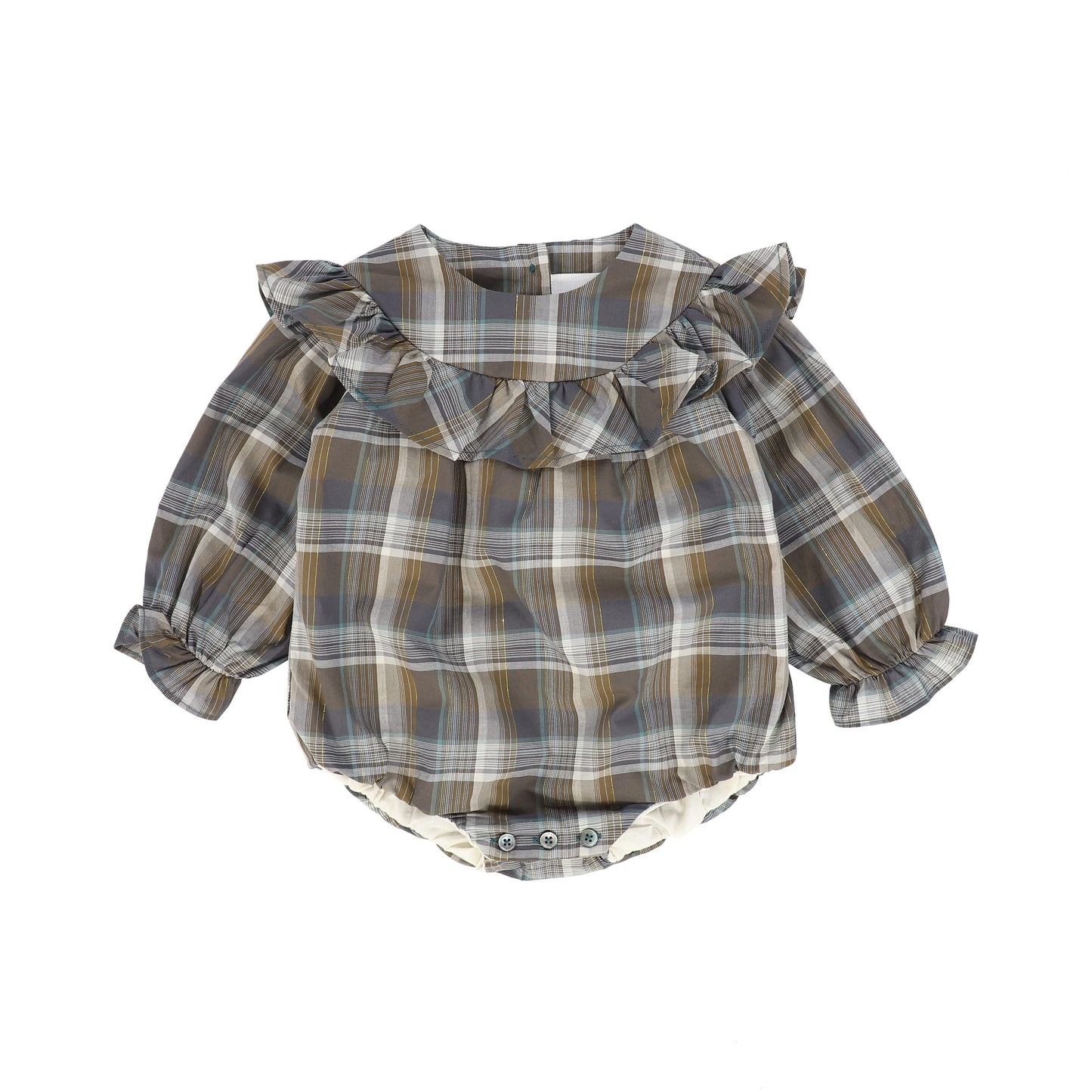 CERA UNA VOLTA CHECKED RUFFLE TRIM ROMPER