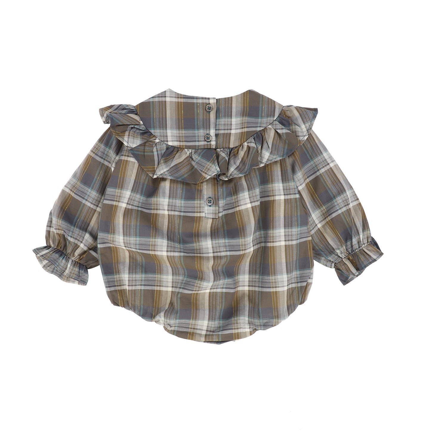 CERA UNA VOLTA CHECKED RUFFLE TRIM ROMPER