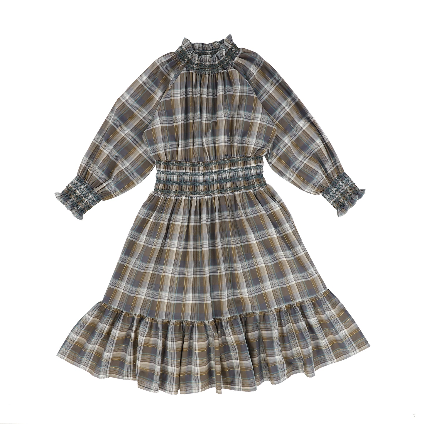 CERA UNA VOLTA CHECKED WAISTED DRESS