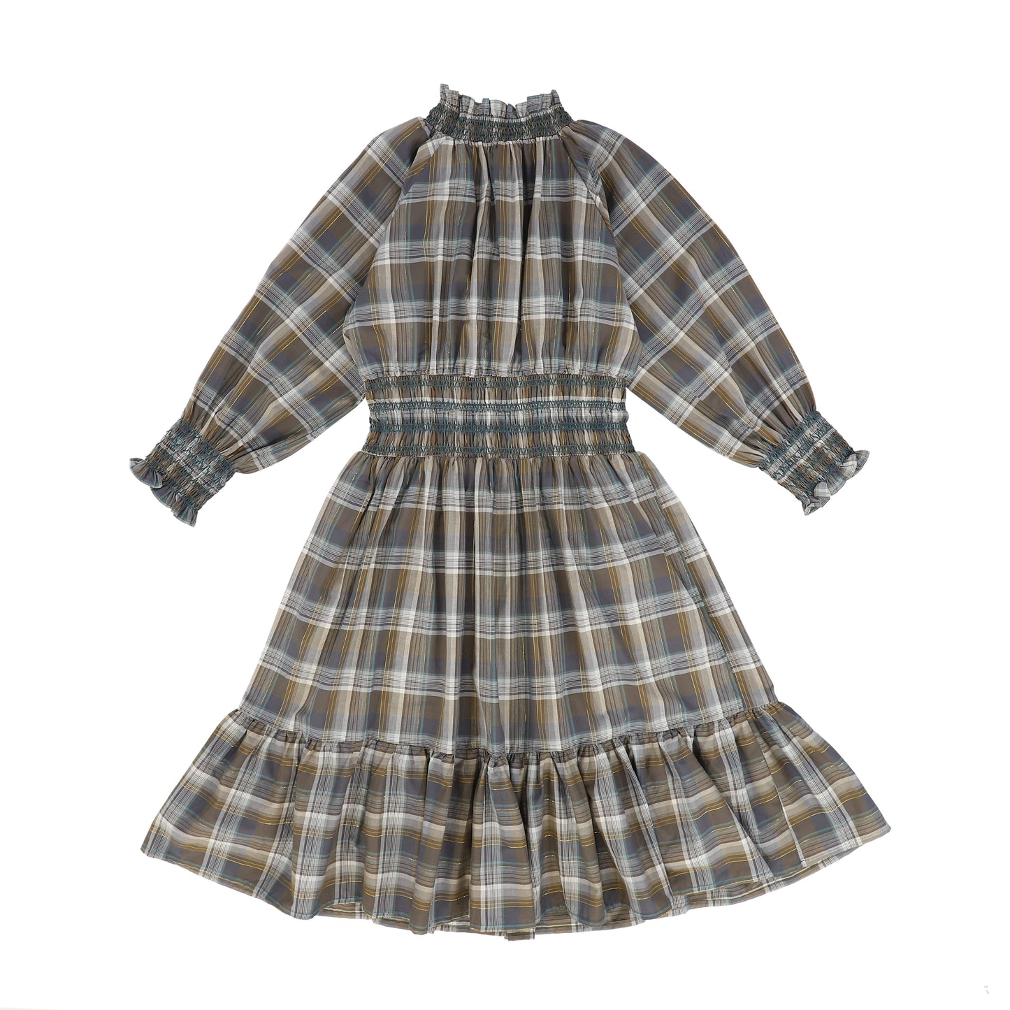 CERA UNA VOLTA CHECKED WAISTED DRESS