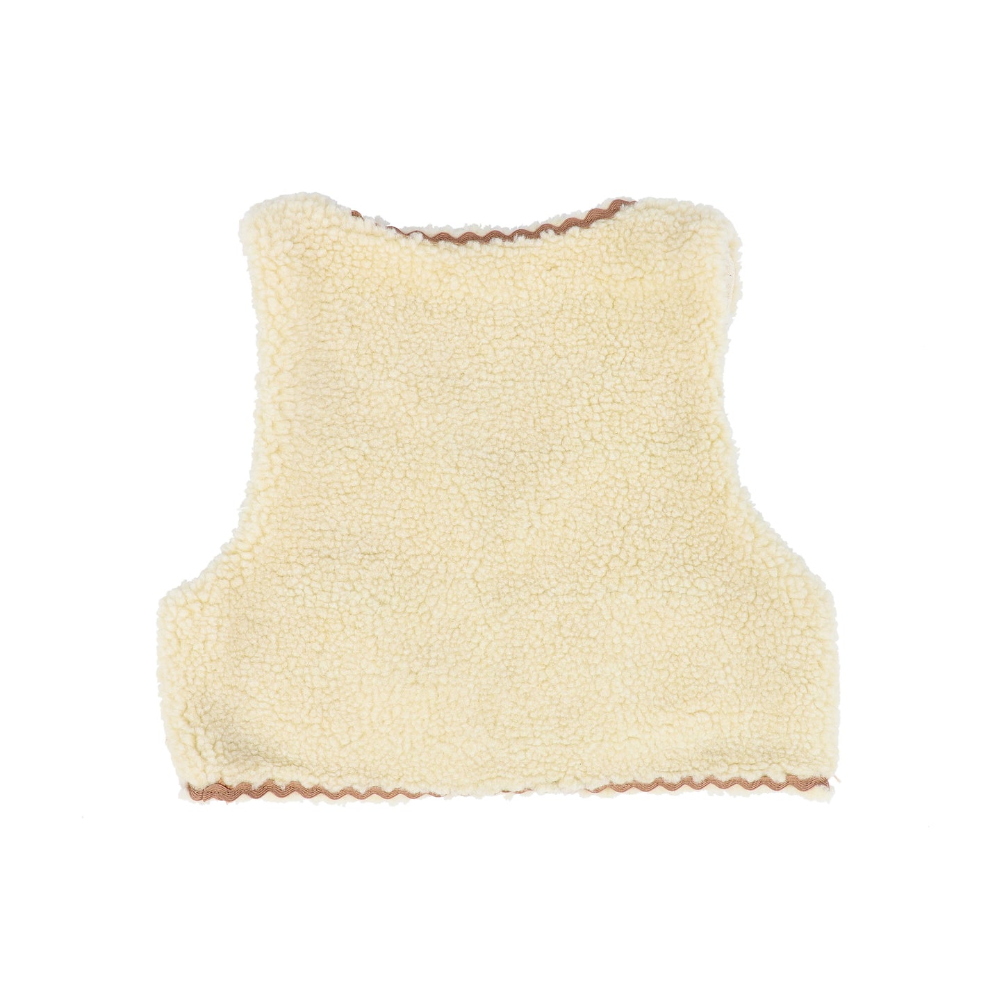 BELLE CHIARA ECRU SHERPA TRIM VEST