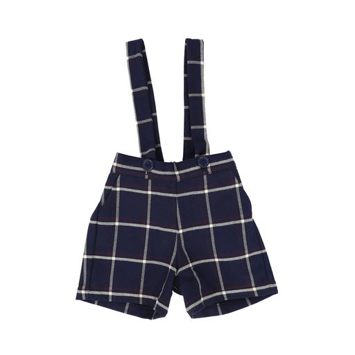 PERNILLE BLUE WHITE PLAID SUSPENDER SHORTS