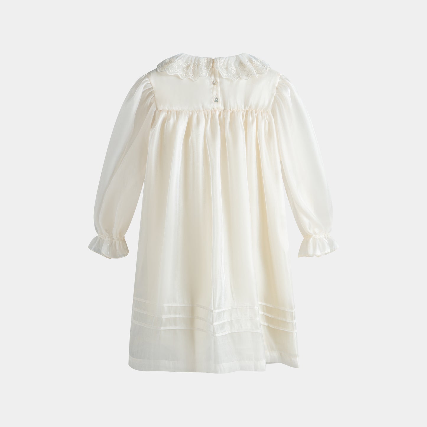 CERA UNA VOLTA CREAM RUFFLE COLLAR PLEATED DRESS