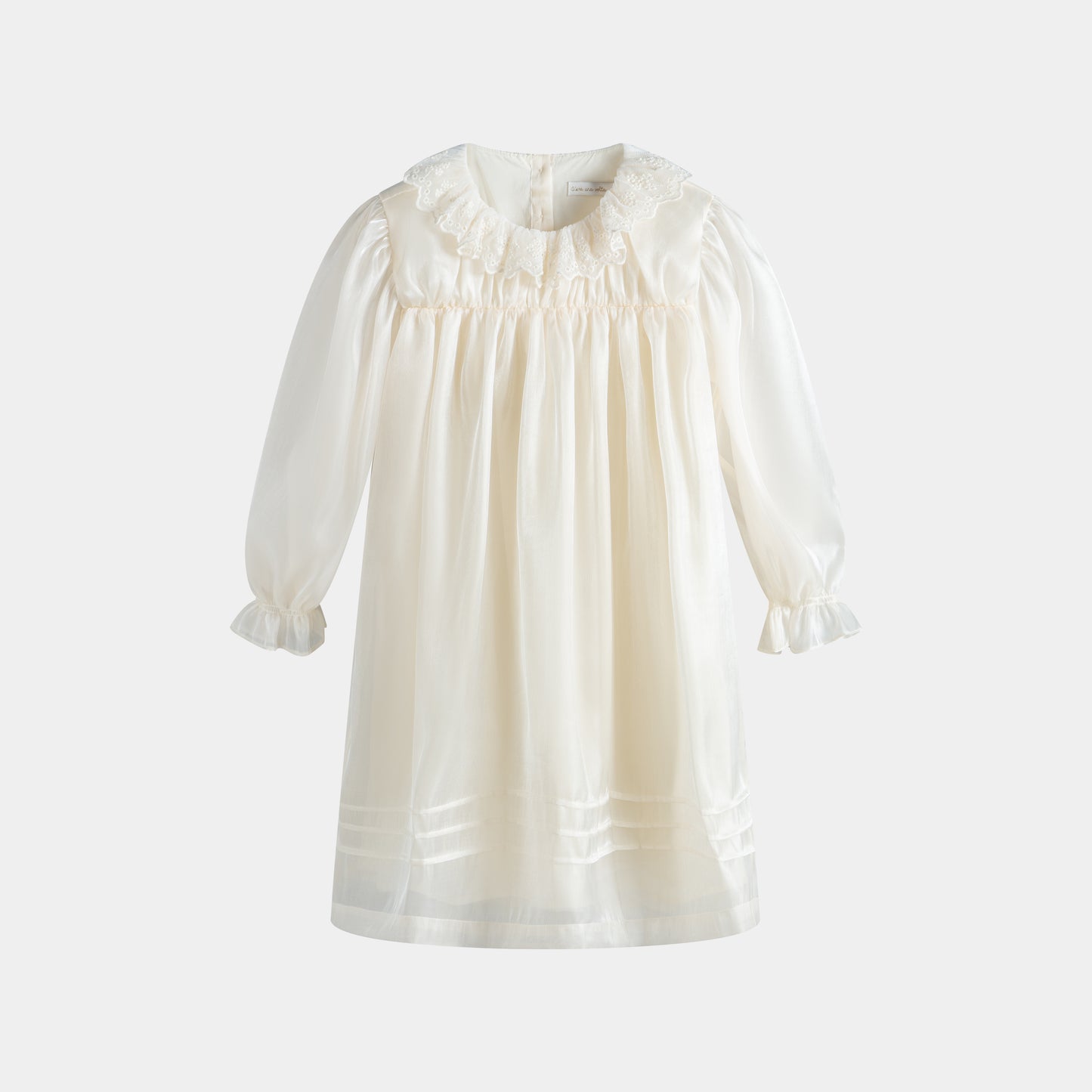 CERA UNA VOLTA CREAM RUFFLE COLLAR PLEATED DRESS