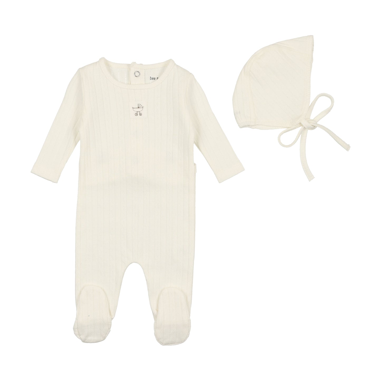 BEE & DEE SNOW WHITE CLASSIC POINTELLE FOOTIE WITH BONNET