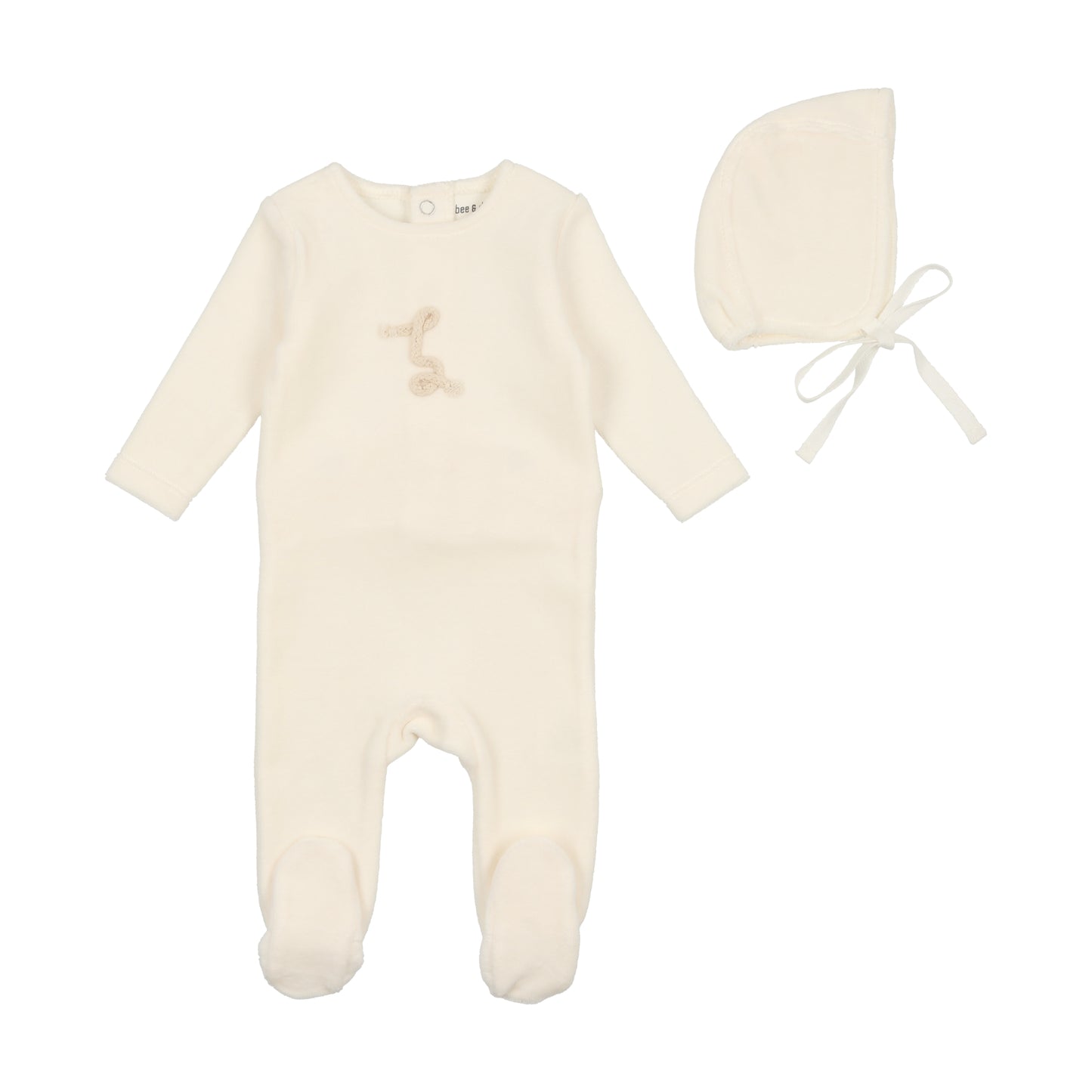 BEE & DEE SNOW WHITE CLASSIC VELOUR FOOTIE WITH BONNET