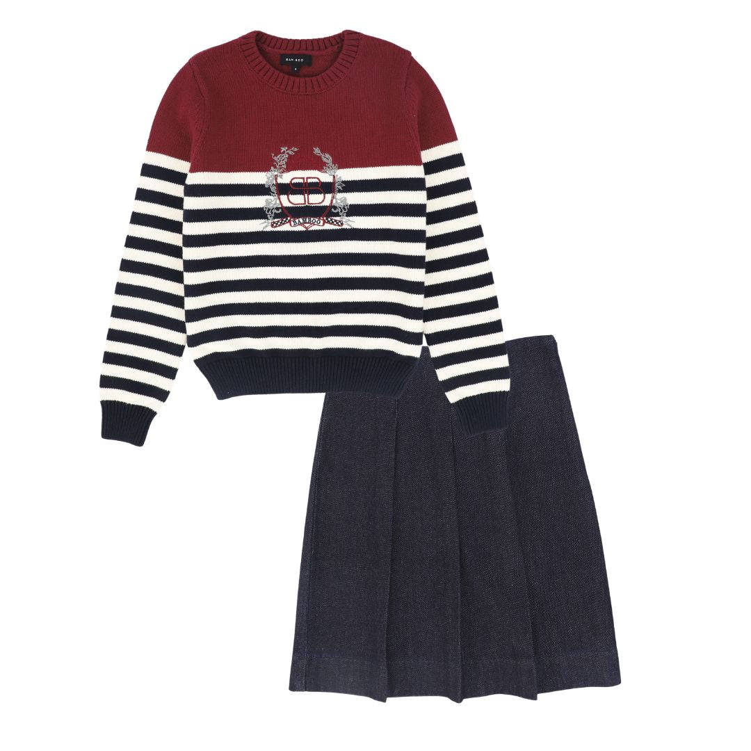 BAMBOO NAVY CREST SWEATER SET