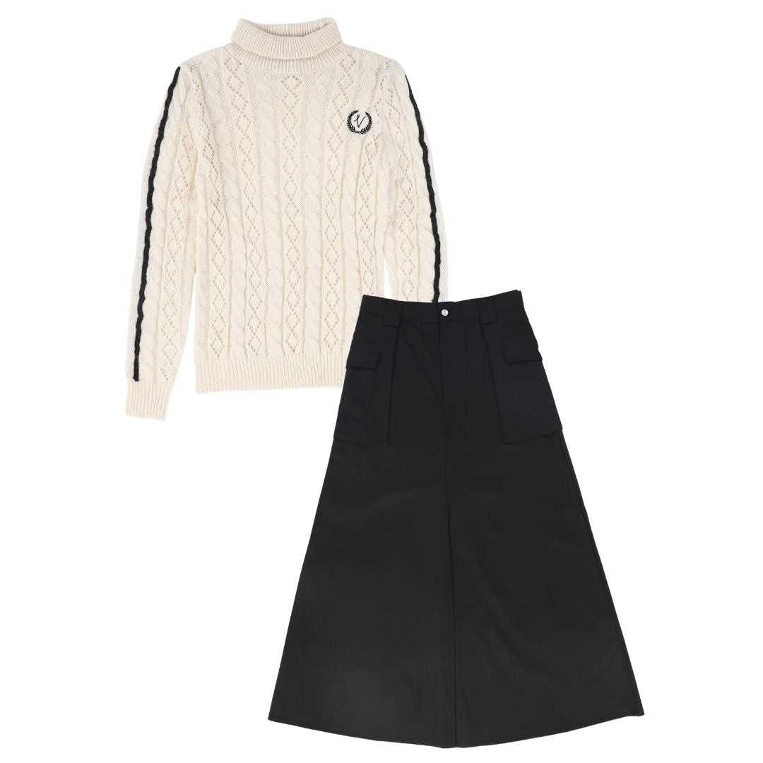 VALENTINA CREAM POINTELLE TURTLENECK SET