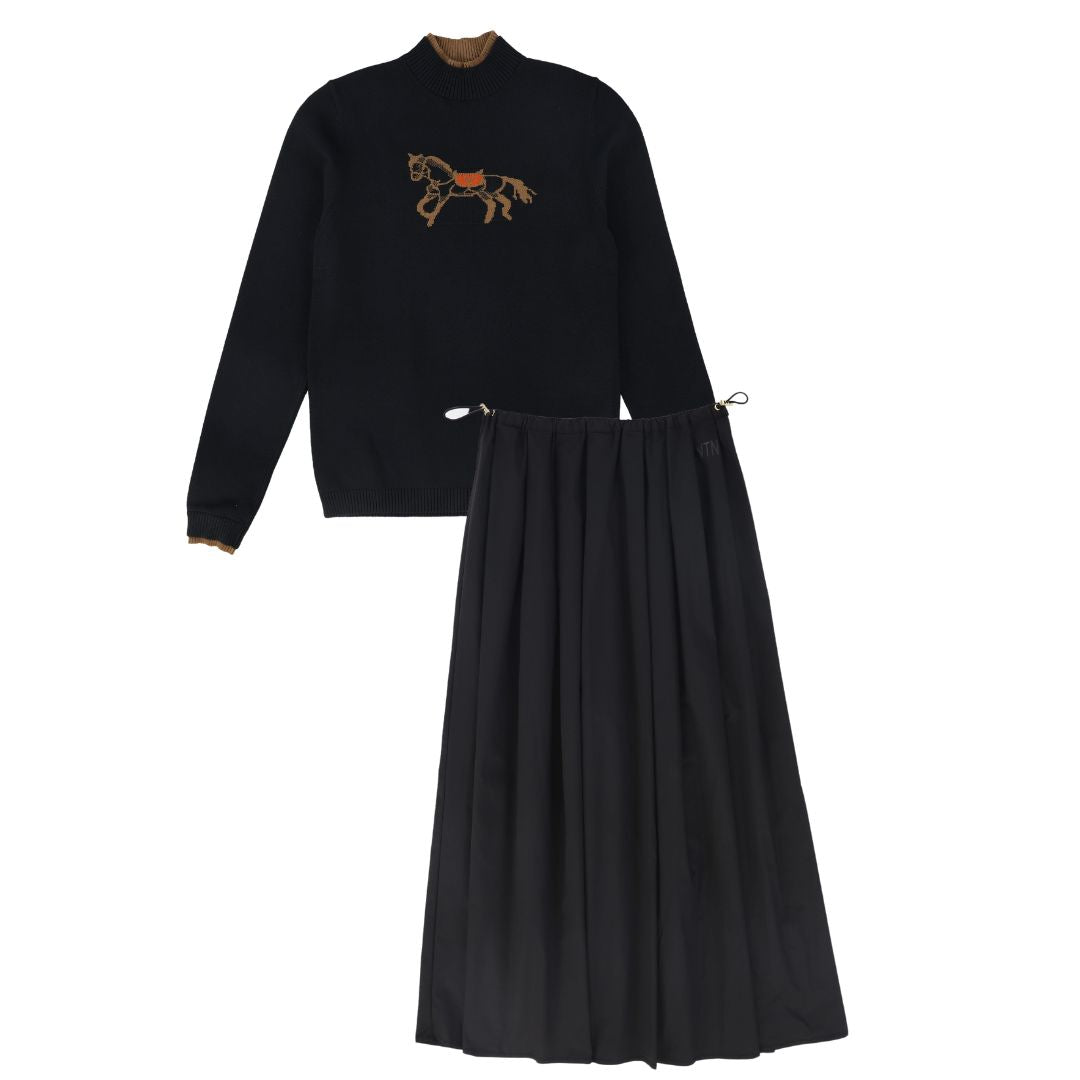 VALENTINA BLACK HORSE PRINT TURTLENECK SET