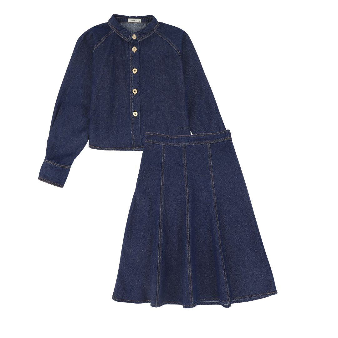 VALENTINA BLUE DENIM CONTRAST SEAM SET