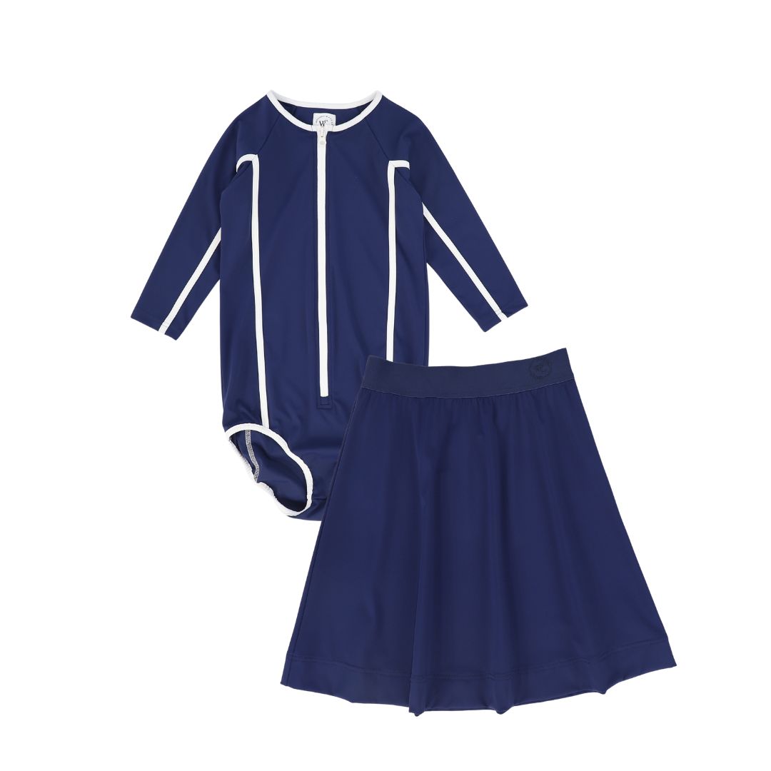water club swim dress NAVY CONTRAST SET Size:14 size Maxi lenght Shapeless Waterpro is a go Minette Chiffon Dress