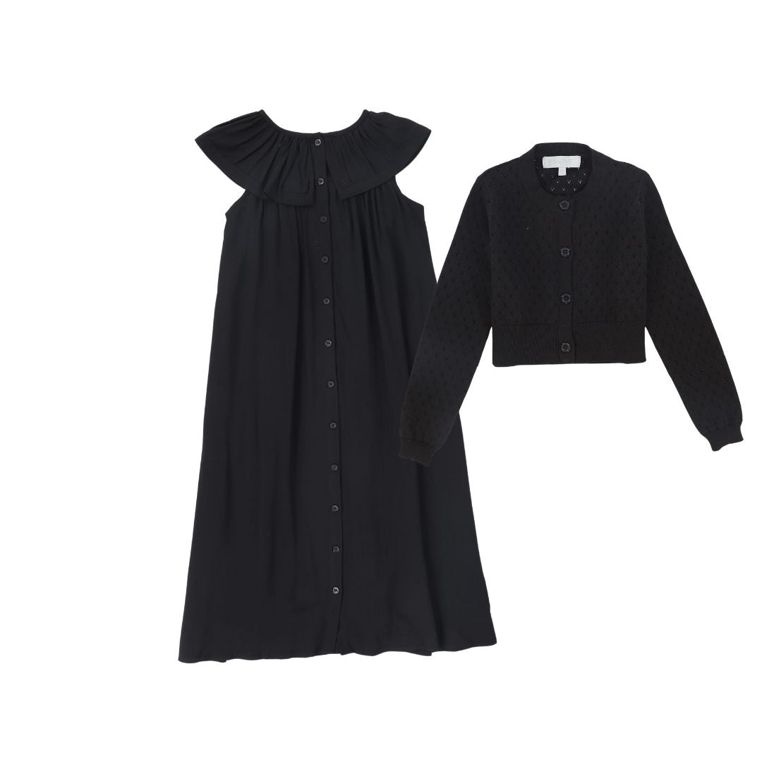 BACE COLLECTION BLACK LAYERED DRESS SET