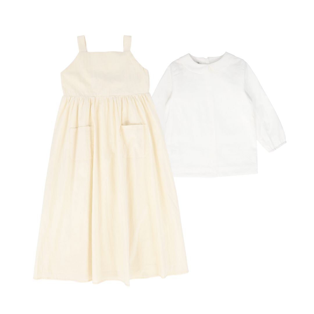 BACE COLLECTION CREAM POCKET MAXI DRESS SET