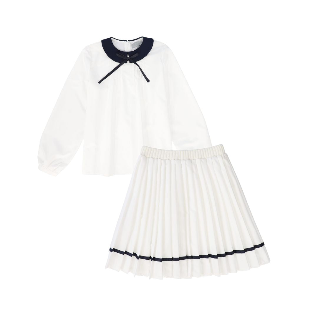 BACE COLLECTION IVORY/NAVY TRIM COLLAR SET