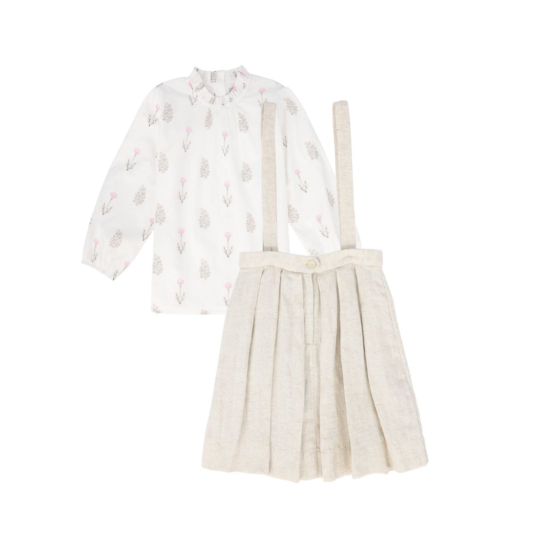 BACE COLLECTION BEIGE LINEN HERRINGBONE JUMPER SET