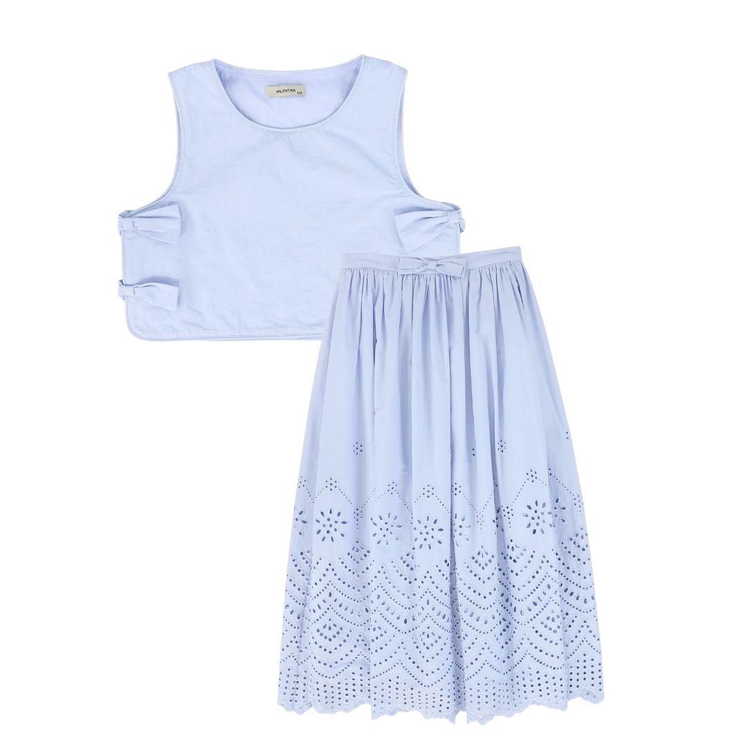 VALENTINA LIGHT BLUE EYELET DETAIL SET