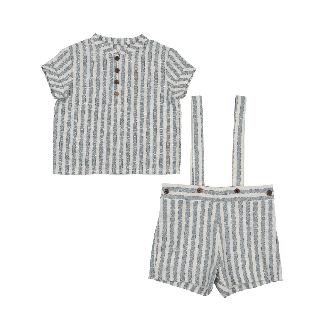 SWEET THREADS DUSTY BLUE STRIPED SHIRT SET